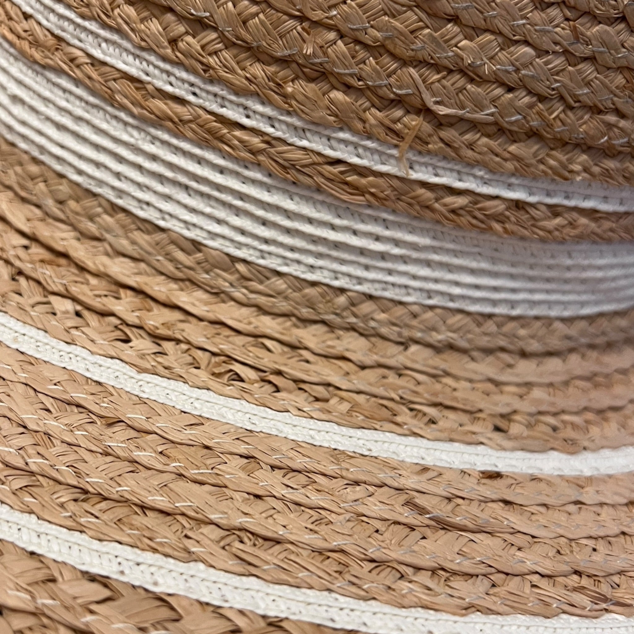 Cappello Canotier Da Donna in Raffia Intrecciata Bicolor Ala Larga - Cappelleria Bacca
