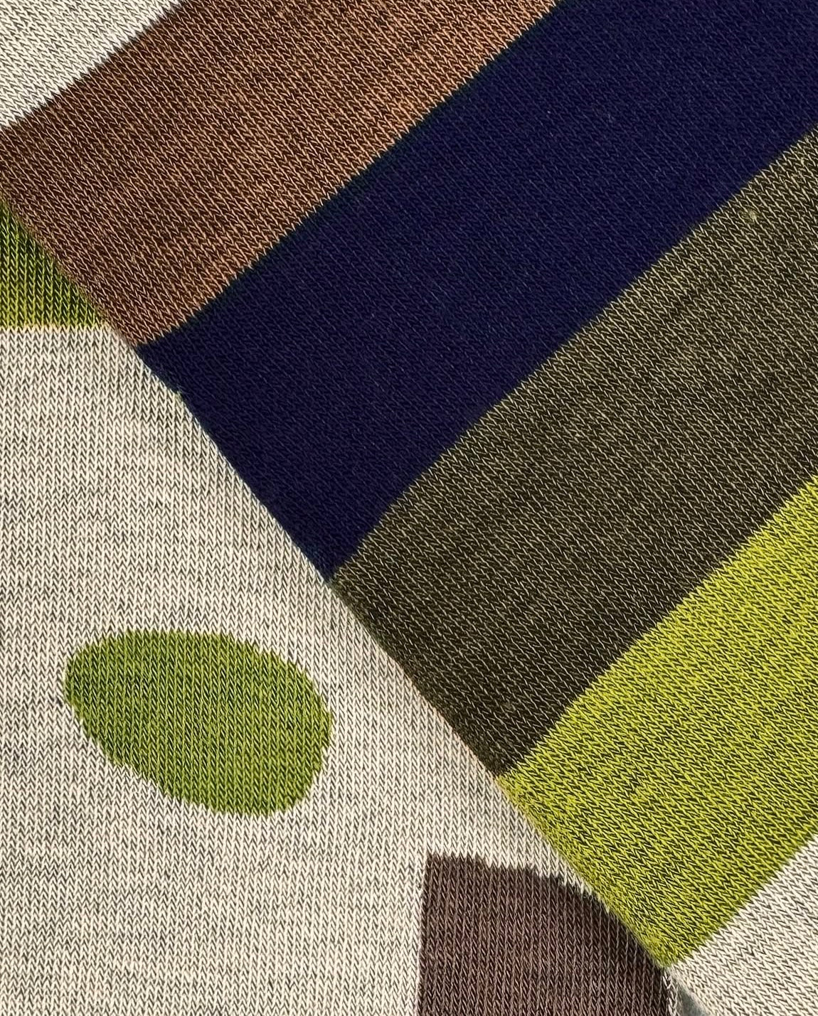 Calzini Spaiati Lunghi In Cotone Matcha Border - Cappelleria Bacca