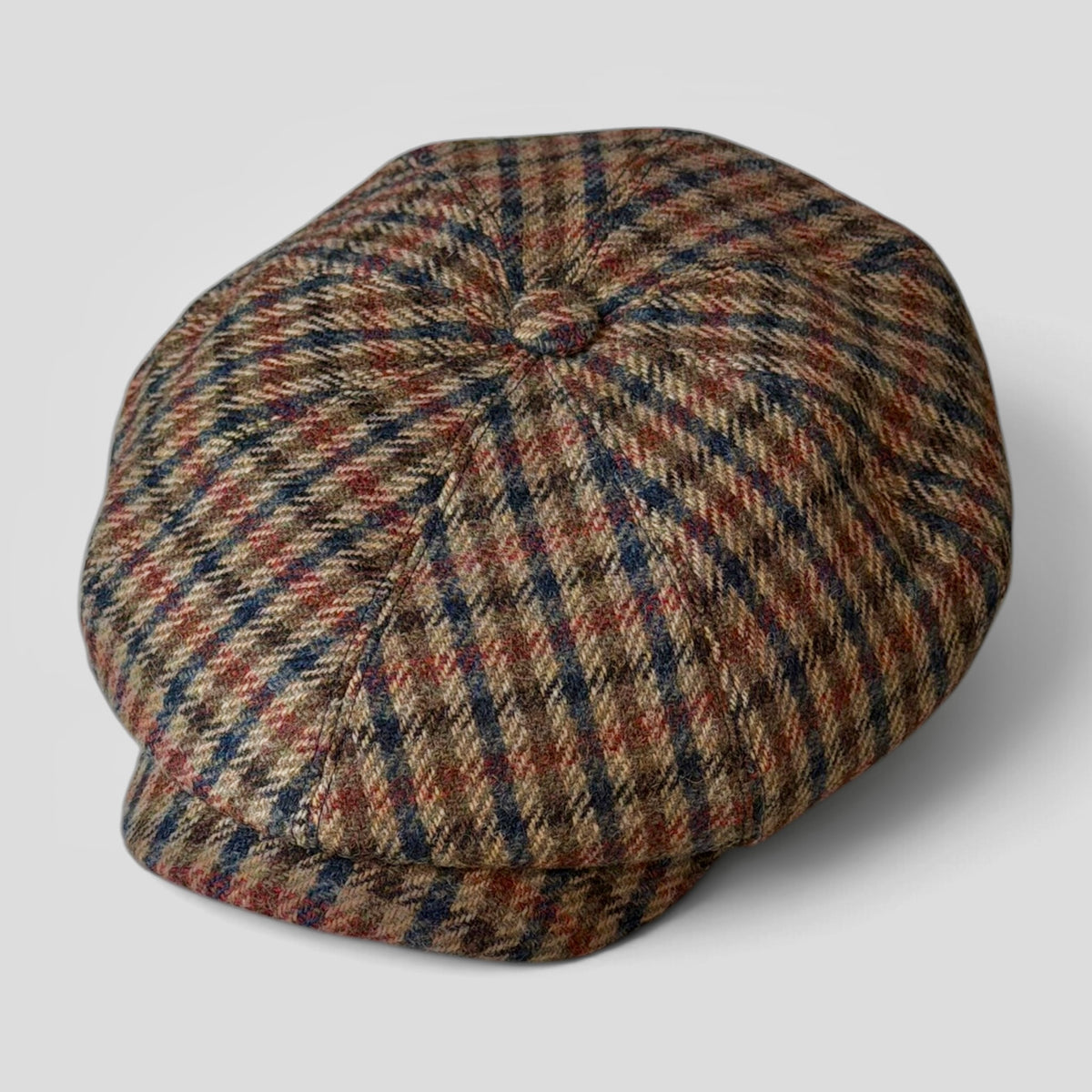 Coppola invernale Irlandese 8 spicchi Fantasia Scozzese Beige Blu e Ruggine