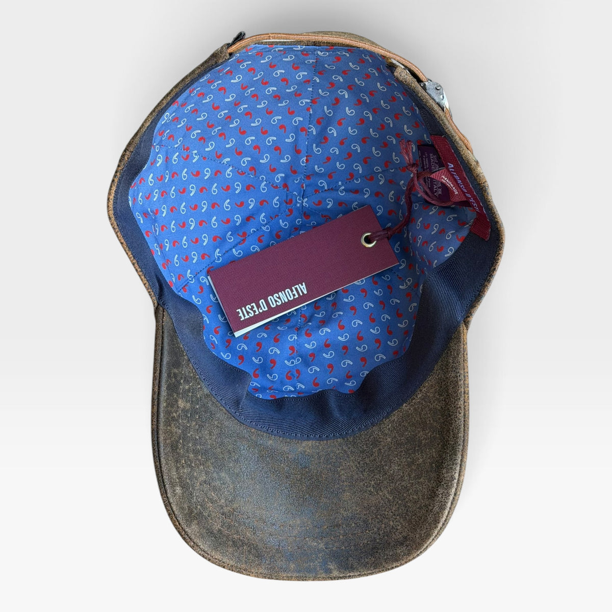 Cappellino Baseball In Pelle Marrone Effetto Invecchiato - Alfonso D'Este - Cappelleria Bacca