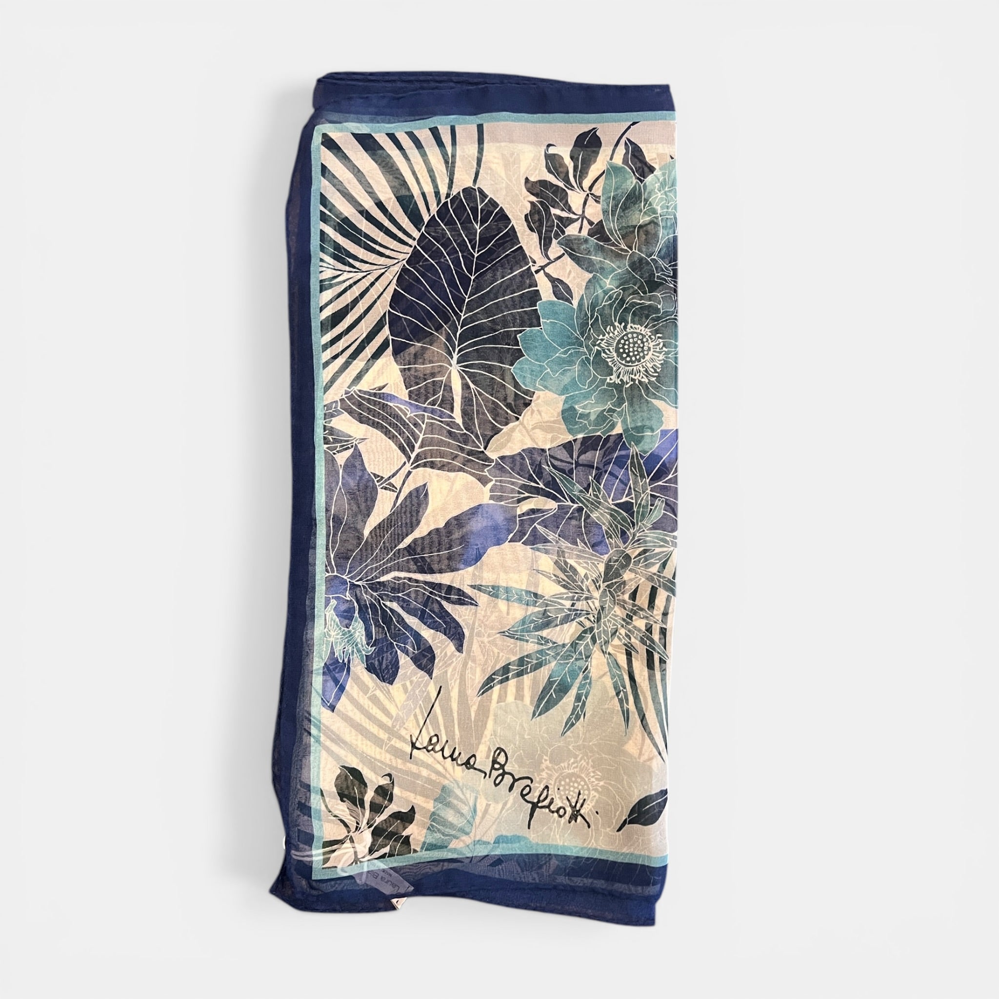 Sciarpa in Pura Seta Georgette Flora 45x160 cm - Cappelleria Bacca