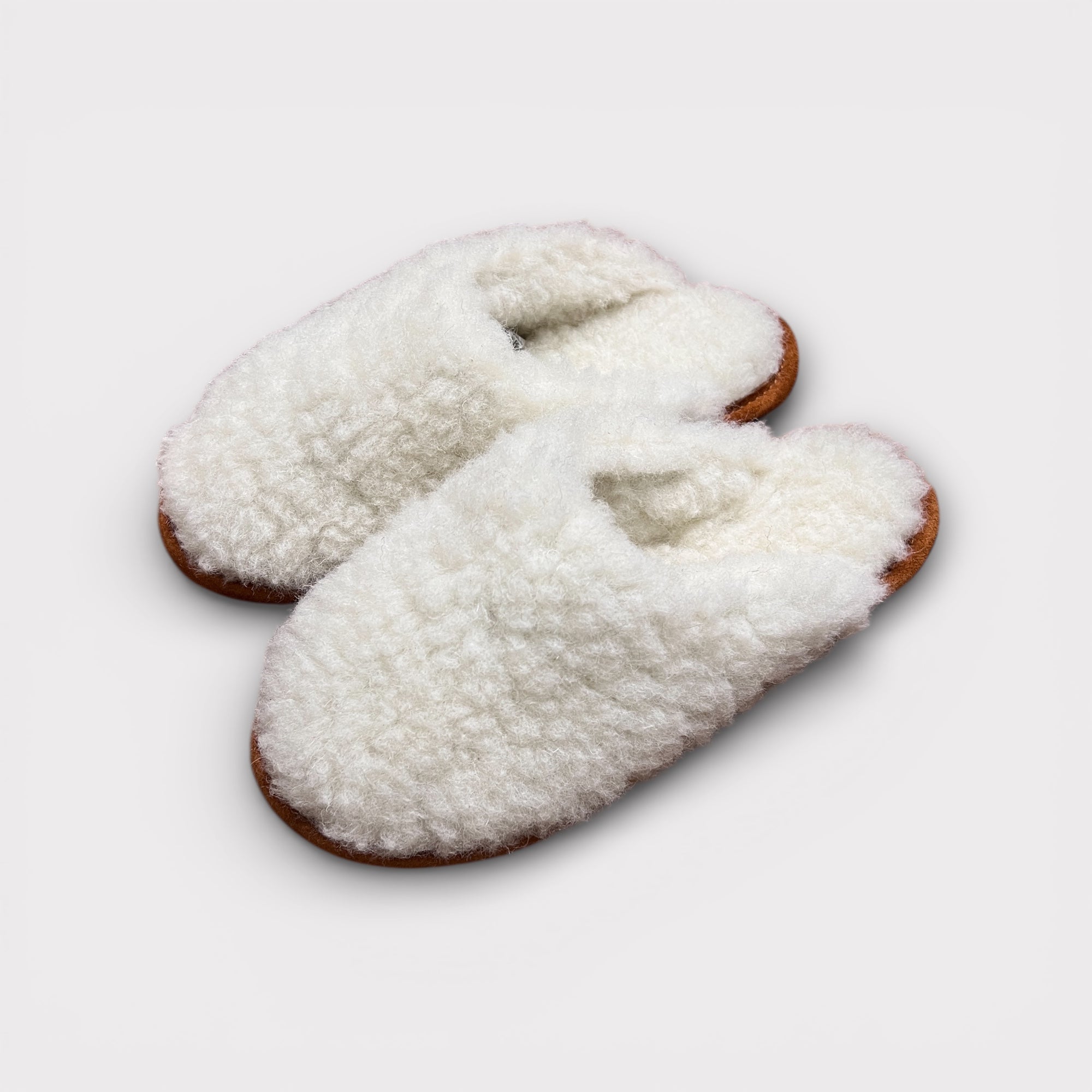 Slippers Sabot Da Donna In Pura Lana Con Suola In Suede