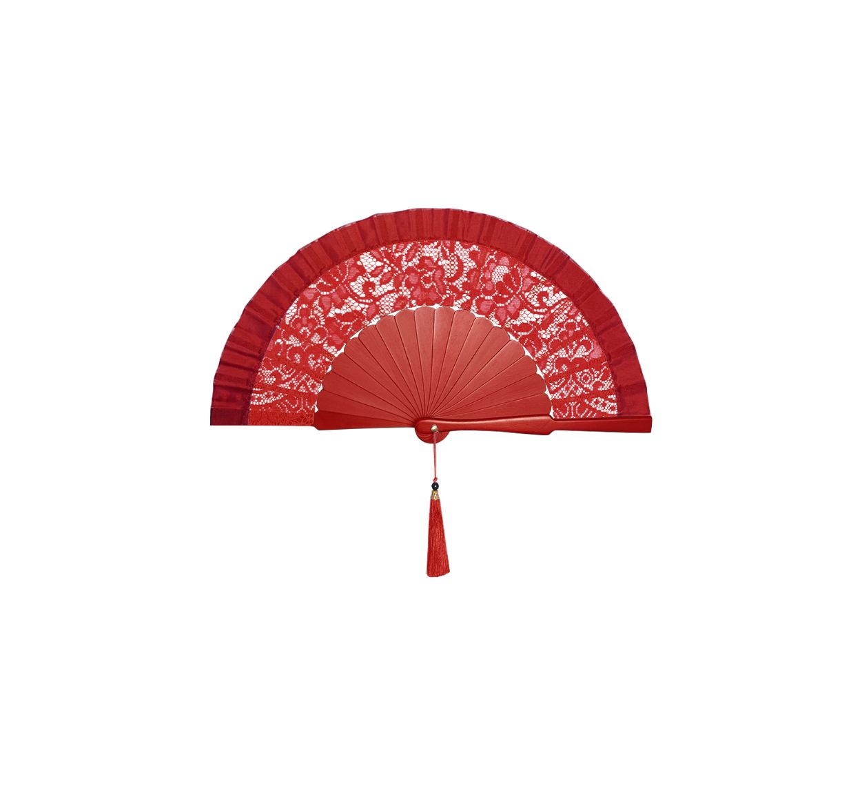 Ventaglio Da Borsetta Con Custodia In Seta E Legno Fantasia Diam. 34 cm