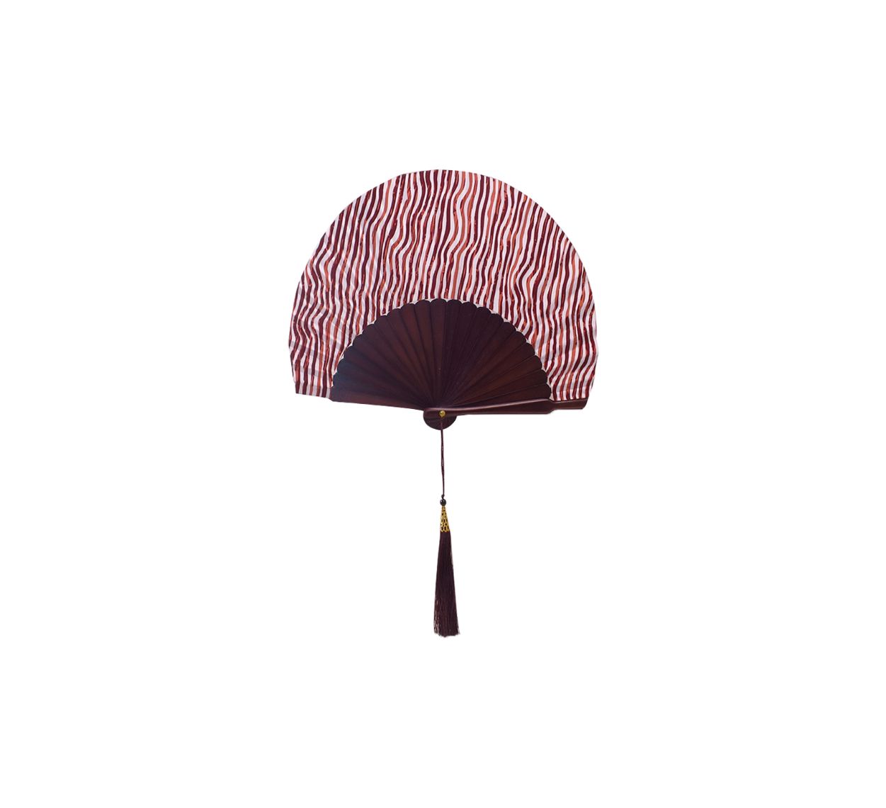 Ventaglio Ovale In Pura Seta Fantasia e Legno Diam. 26 cm