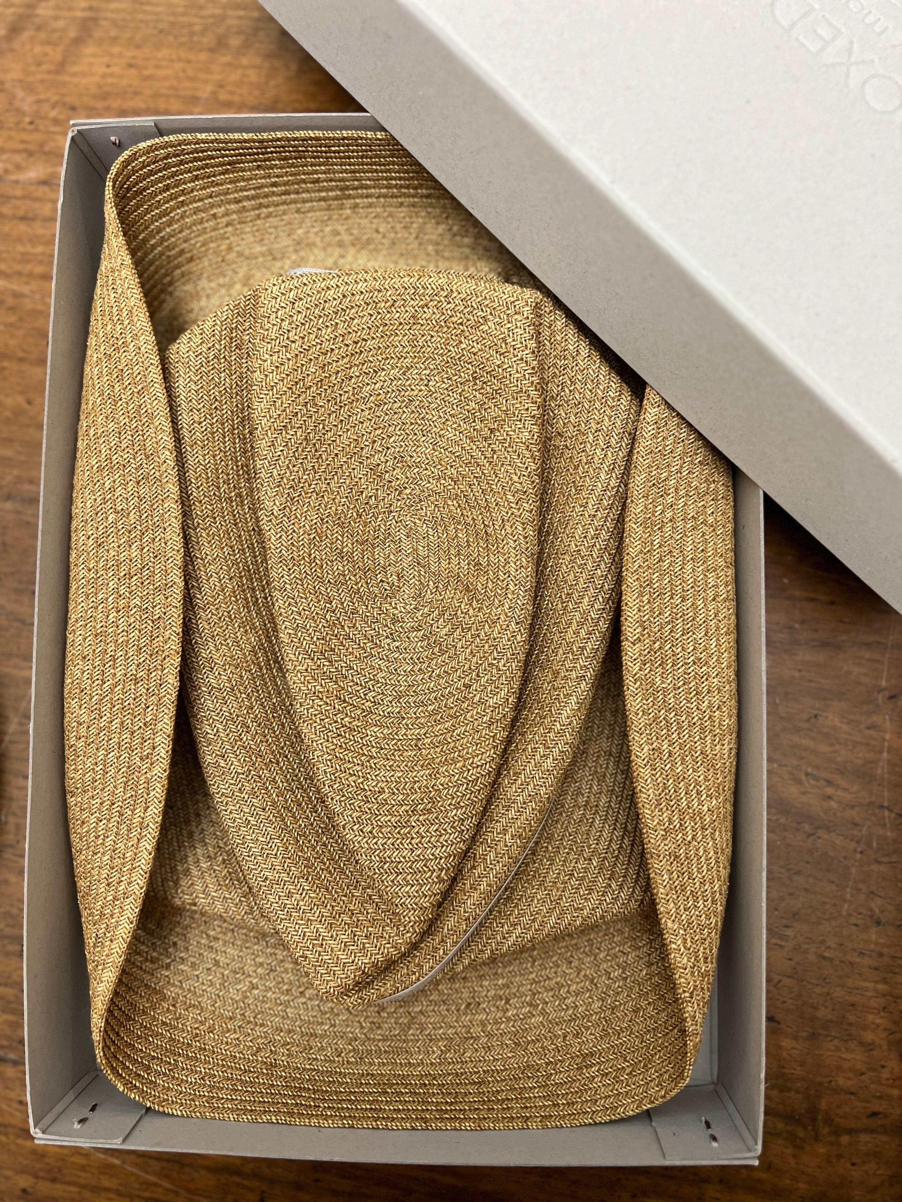 Cappello Donna In Paglia Pieghevole Nastro in Pizzo Bianco- Boxed Hat- Mature Ha - Cappelleria Bacca