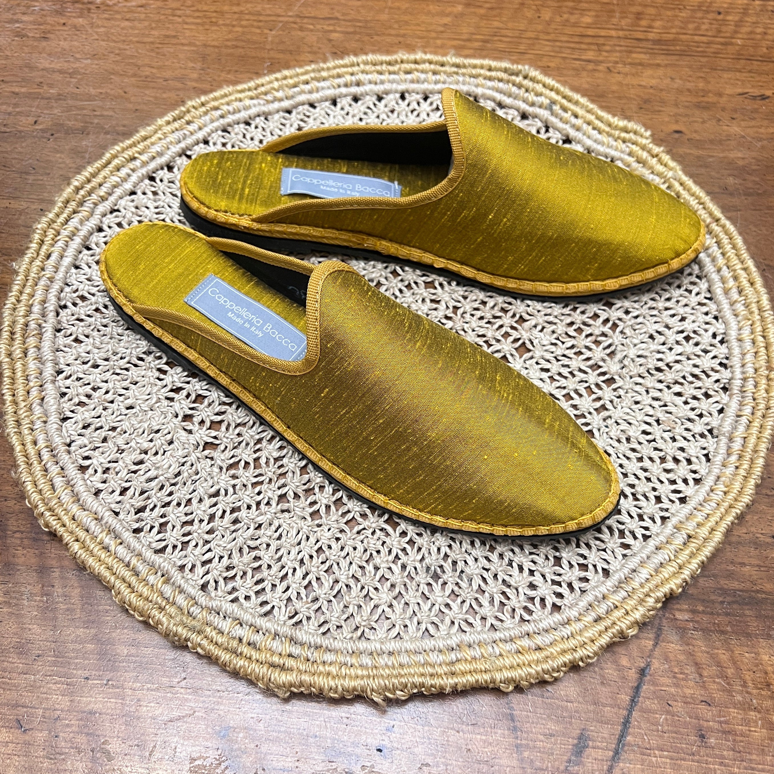 Friulane Originali Sabot In Seta Shantung Ocra - Cappelleria Bacca
