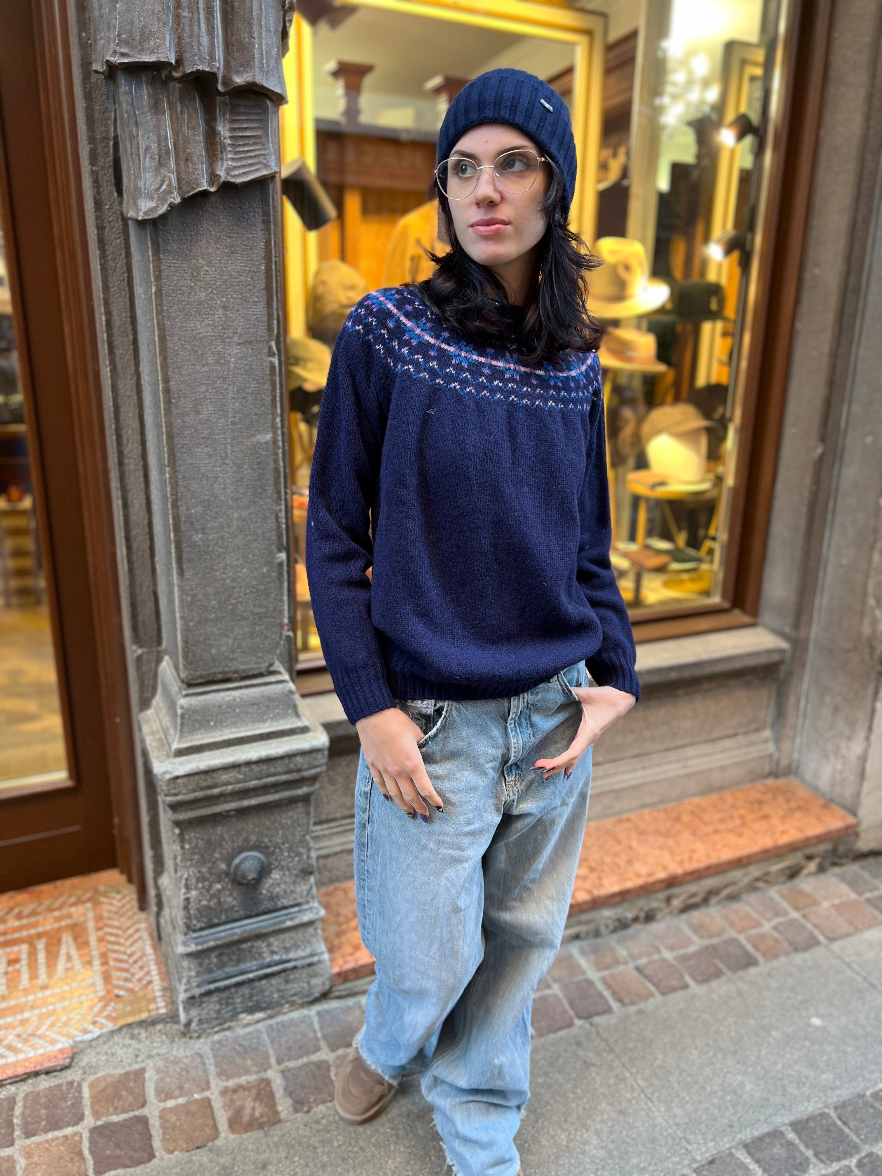 Maglione Donna In Maglia Di Lana Scozzese Fairisle Jumper - Cappelleria Bacca