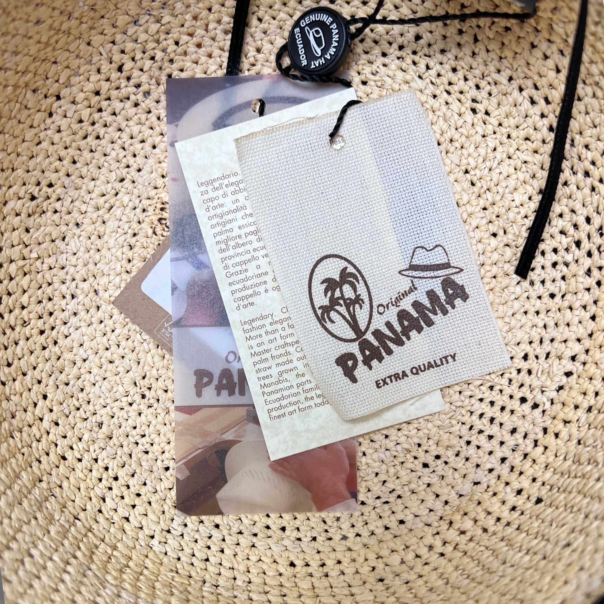 Cappello Panama In Paglia Intrecciata Con Fiocco Nero - Cappelleria Bacca