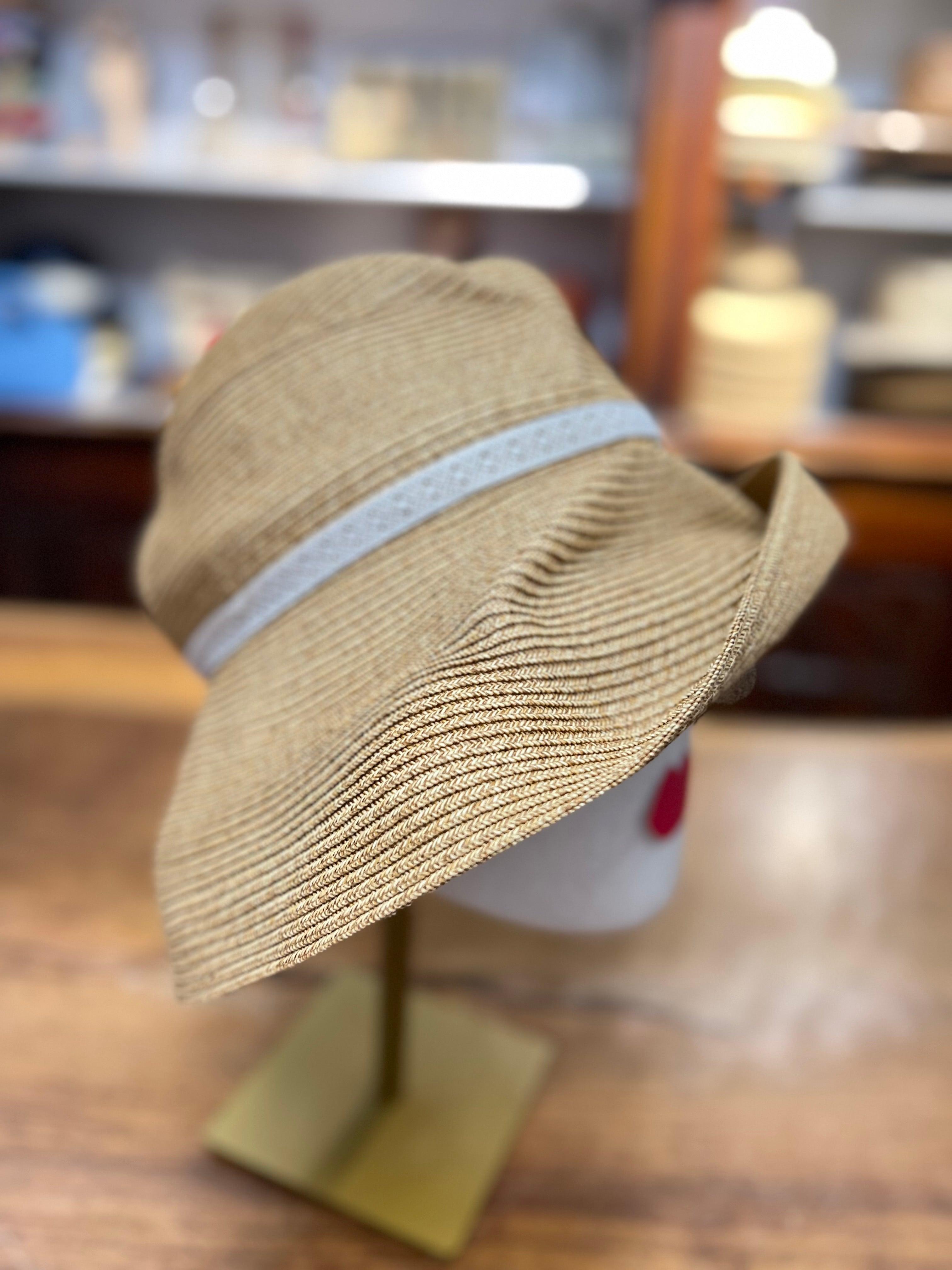 Cappello Donna In Paglia Pieghevole Nastro in Pizzo Bianco- Boxed Hat- Mature Ha - Cappelleria Bacca
