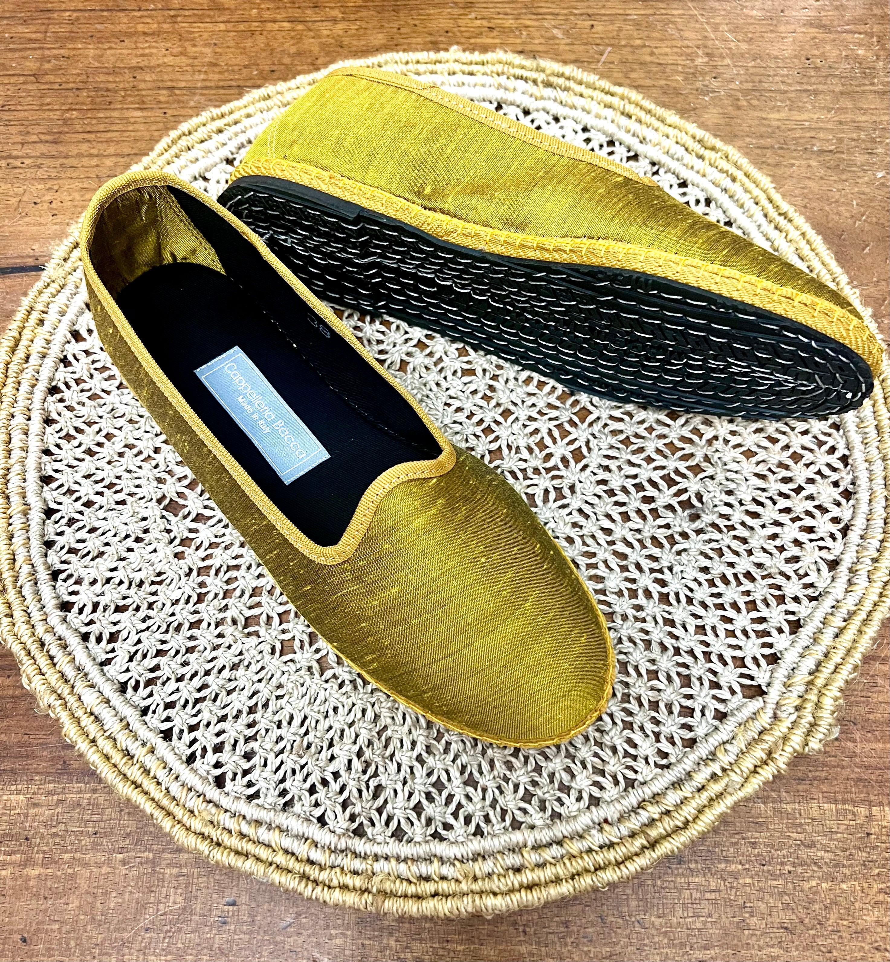 Friulane Originali In Seta Shantung Ocra – Eleganti E Leggere, 100% Made In Italy - Cappelleria Bacca