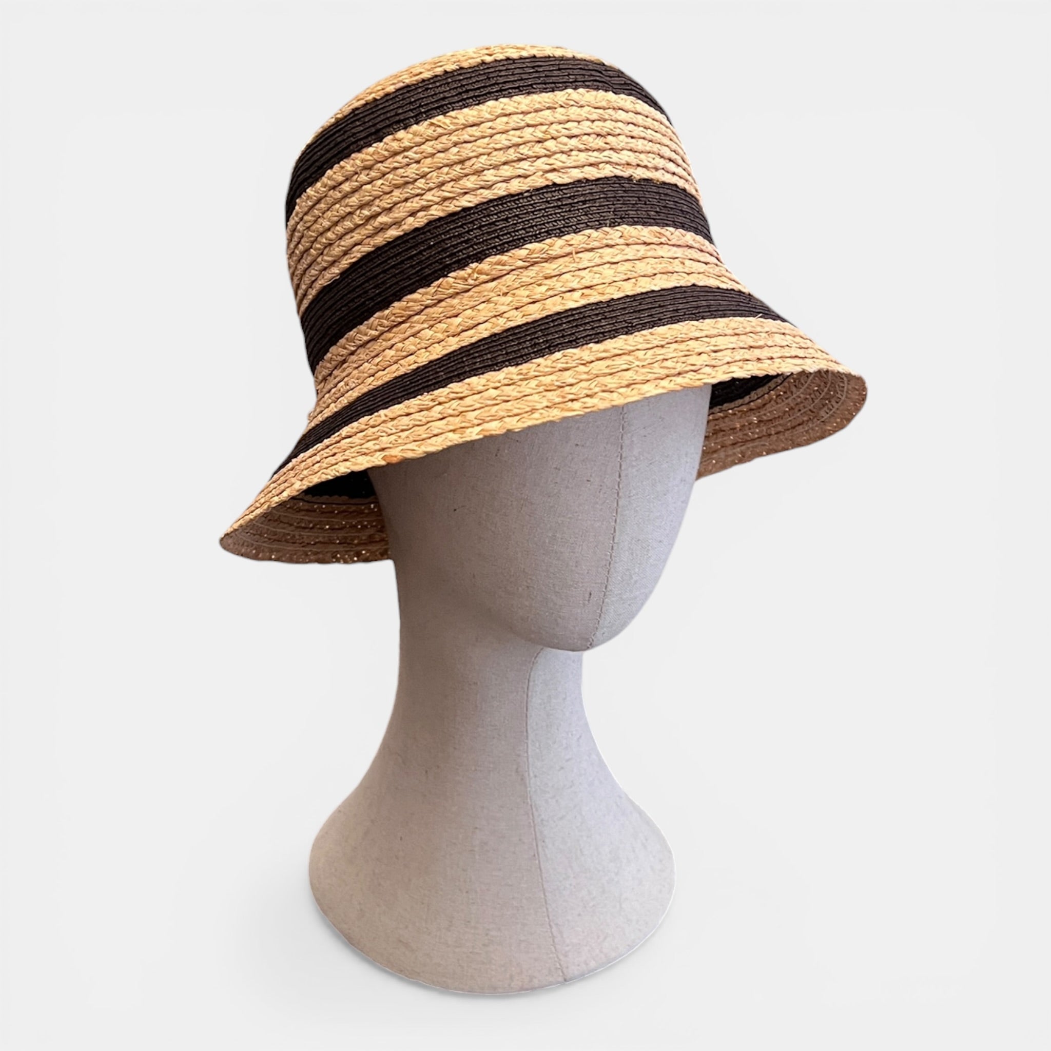 Cappello Cloche Da Donna in Paglia Intrecciata Pieghevole Bicolor - Cappelleria Bacca