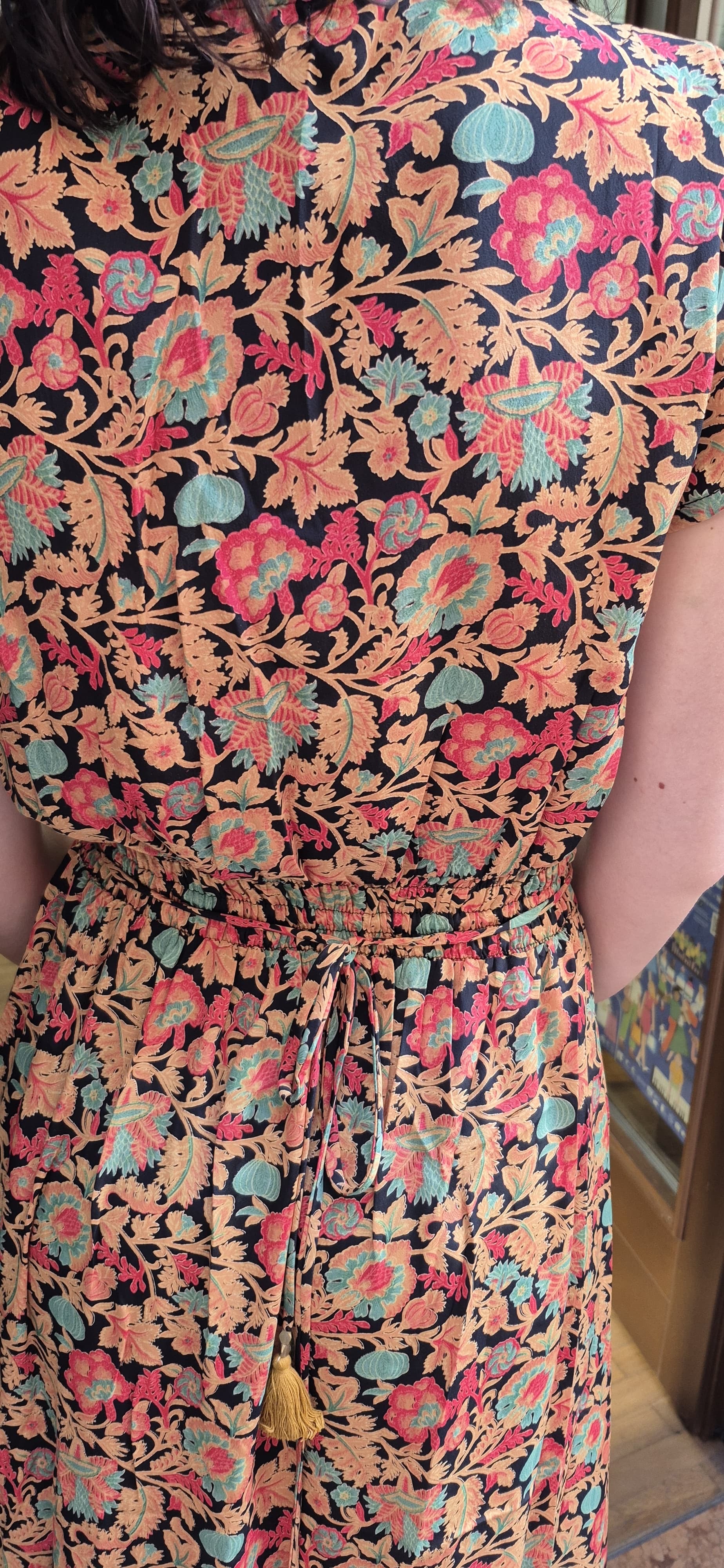 Vestito lungho seta mix Ocra e Rosso