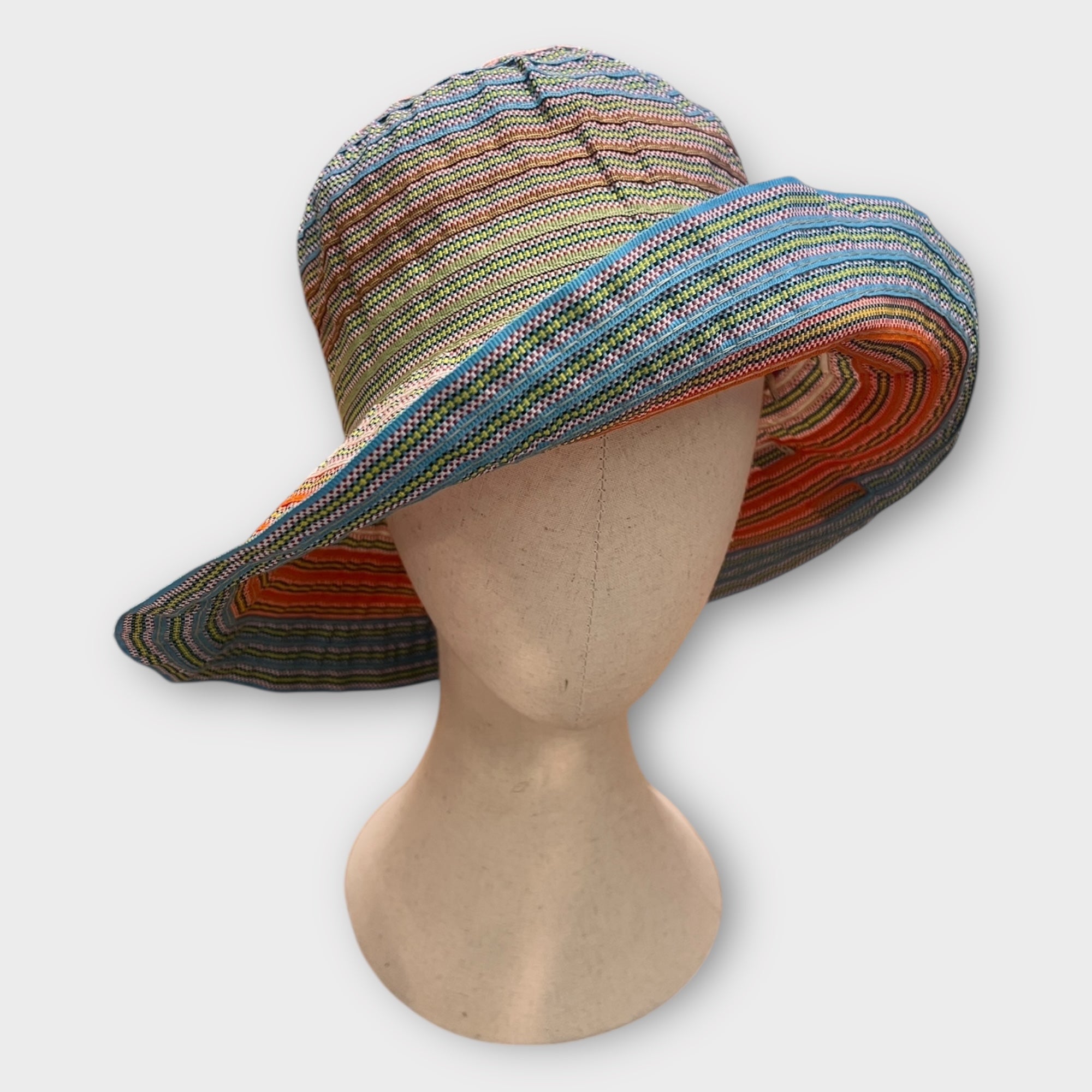 Cappello Estivo In Tessuto Multicolor Ala Larga Grevi