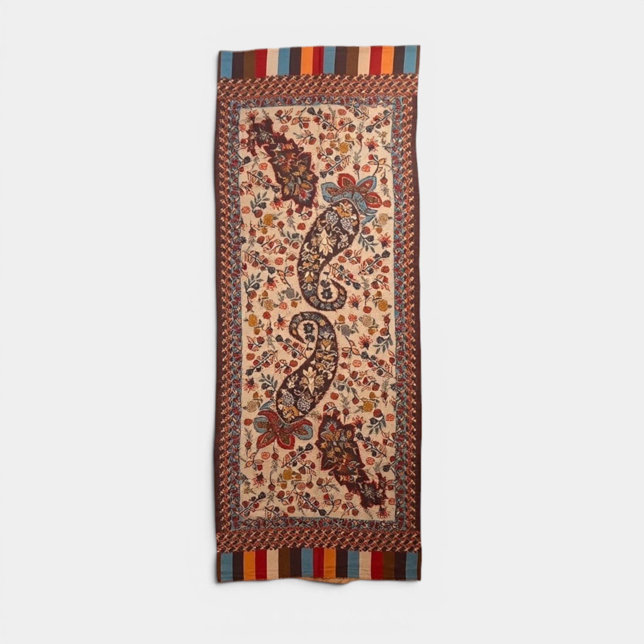 Sciarpa Stola In Tessuto Sottile Di Pura Lana Merinos  70x180 cm - Motivo Arabesque