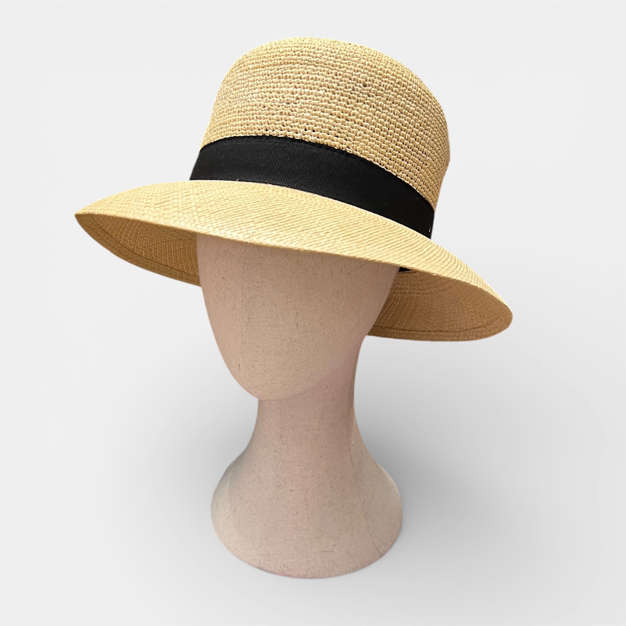 Cappello Panama In Paglia Intrecciata Con Fiocco Nero - Cappelleria Bacca