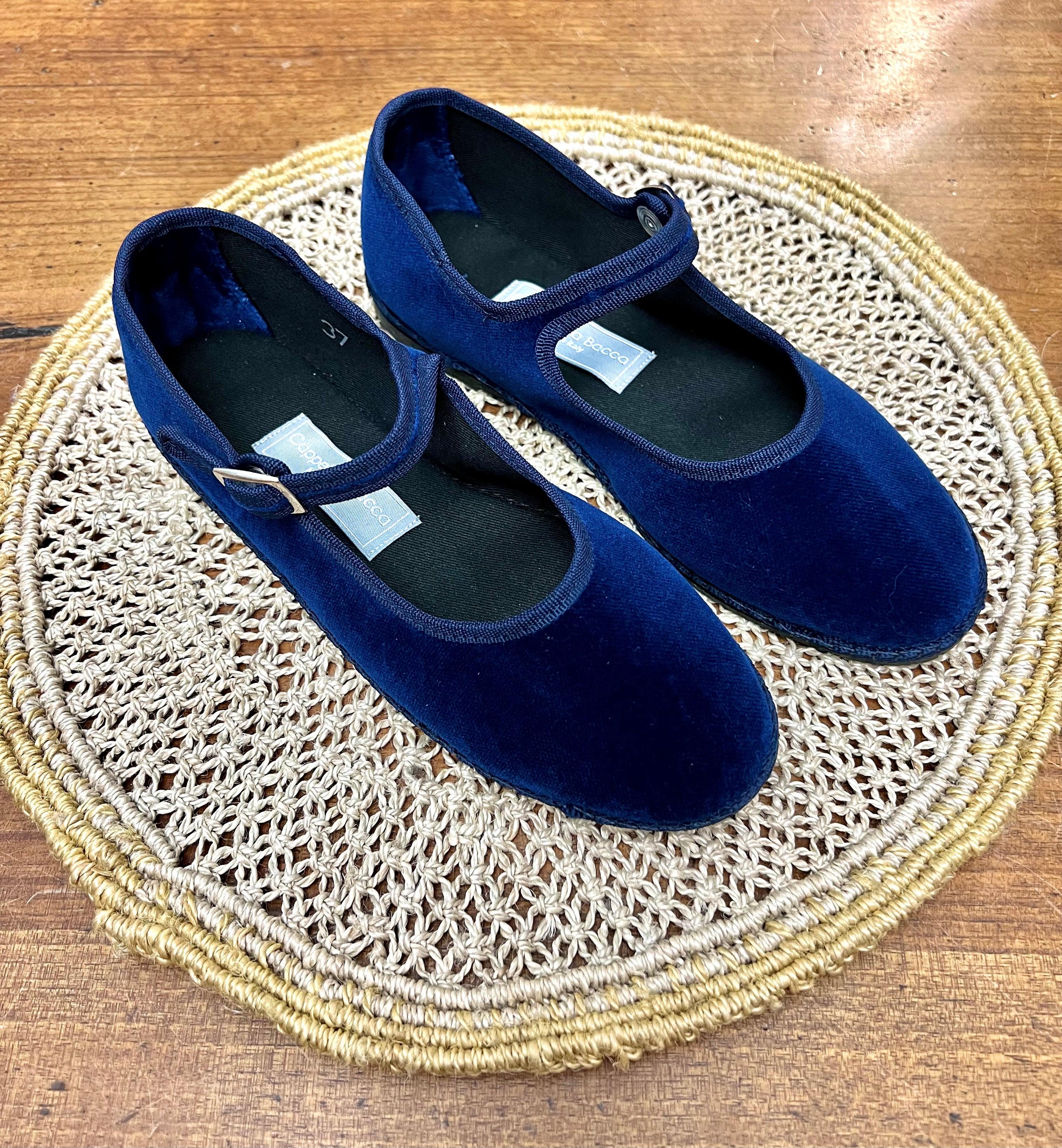 Friulane Originali Mary Jane In Velluto Blu – Donna Con Fibbia E Cinturino Regolabile - Cappelleria Bacca