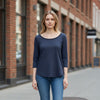 T-shirt Maniche 3/4 Righe Blu - Cappelleria Bacca
