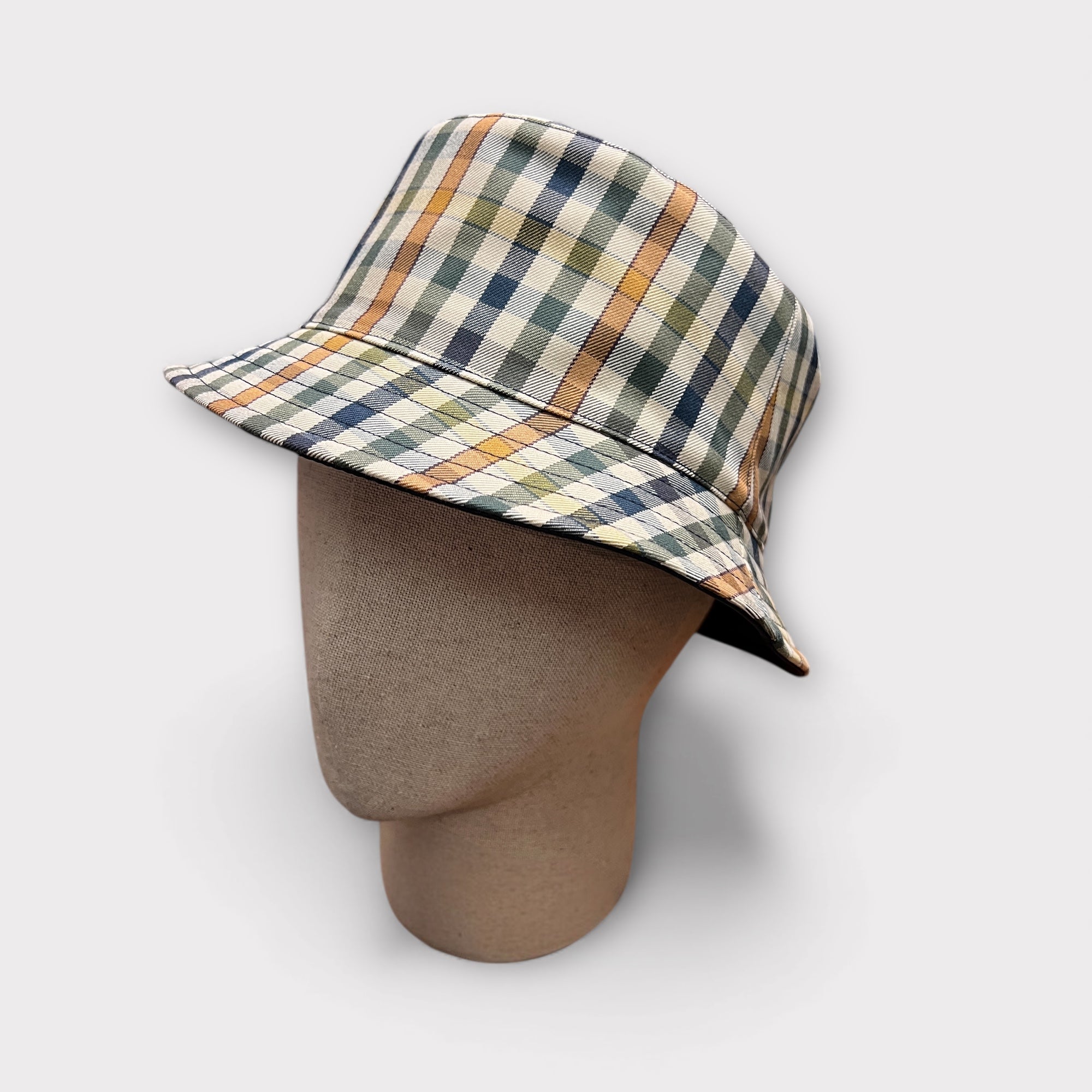 Cappello Pescatore Reversibile Blu unito/Beige Check - Cappelleria Bacca