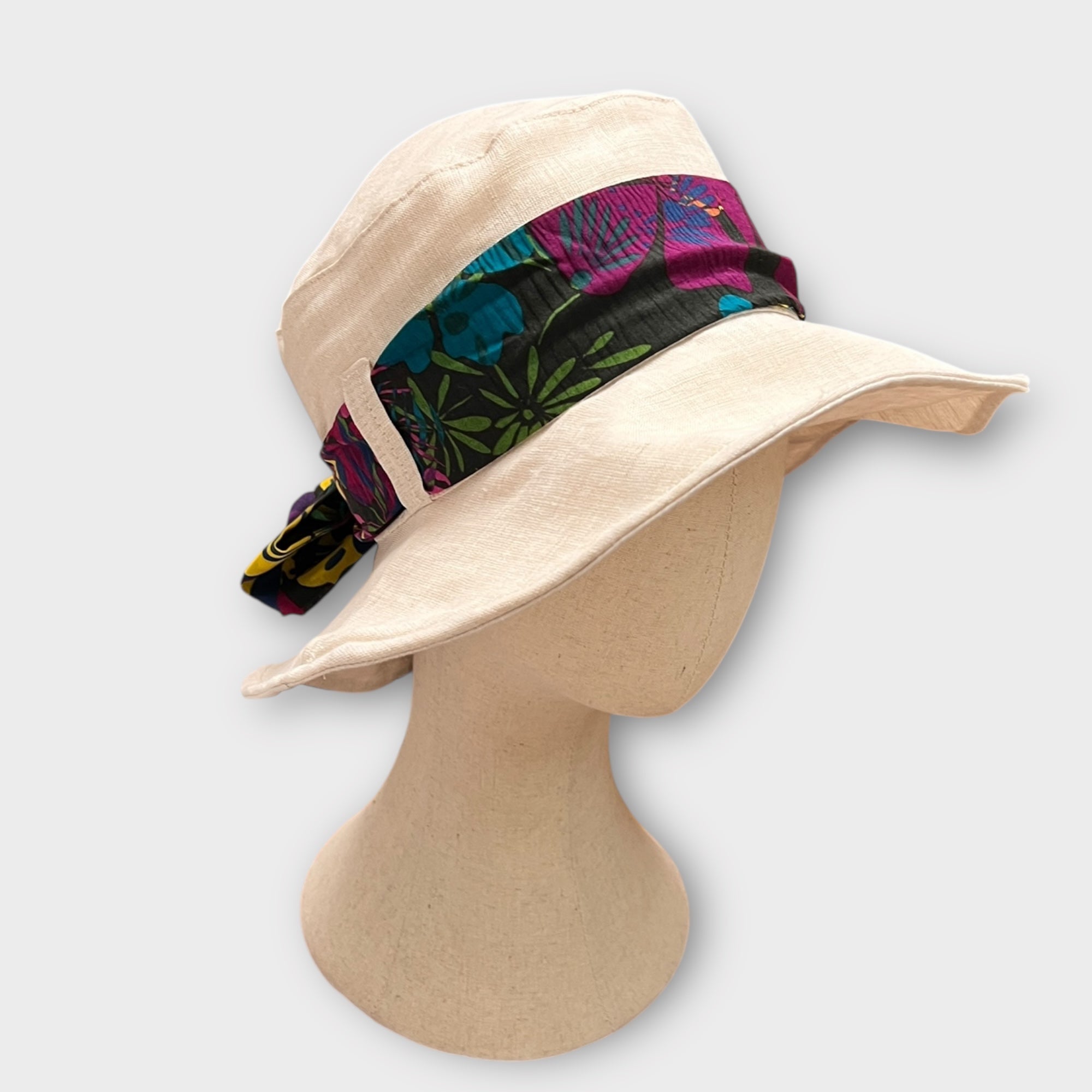 Cappello Donna Estivo in Lino Con Fascia Ala Media - Cappelleria Bacca