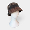 Cappello Bucket Donna Invernale Tessuto Boucle' Marrone e Nero Con Paillettes