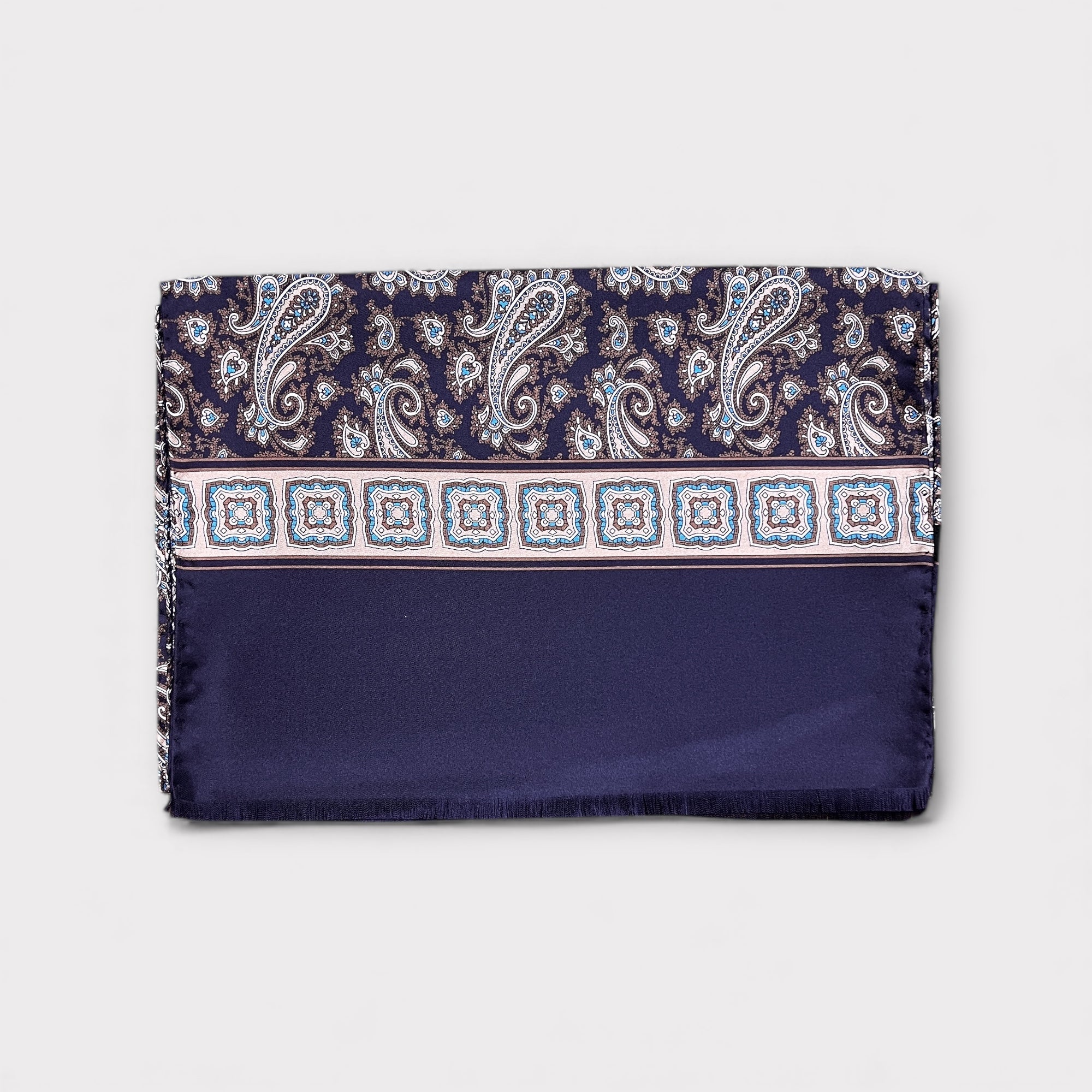 Sciarpa Uomo In Twill Di Pura Seta Di Gelso 33x180 Fantasia Cashmere - Cappelleria Bacca