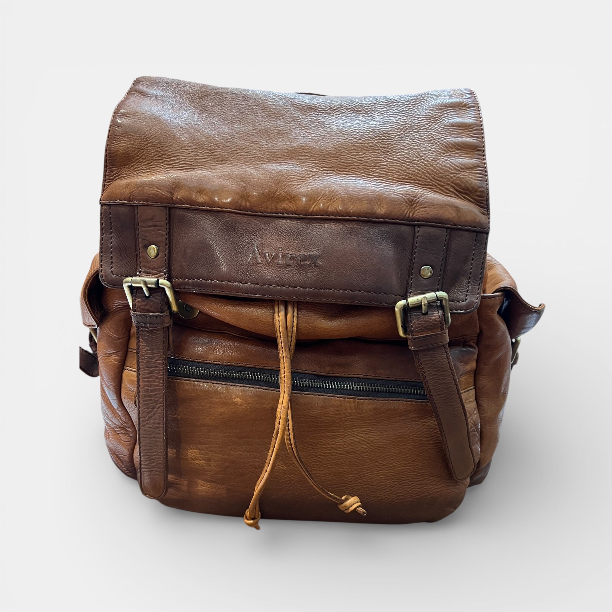 Zaino in Pelle Lavata color Cognac Avirex - Cappelleria Bacca