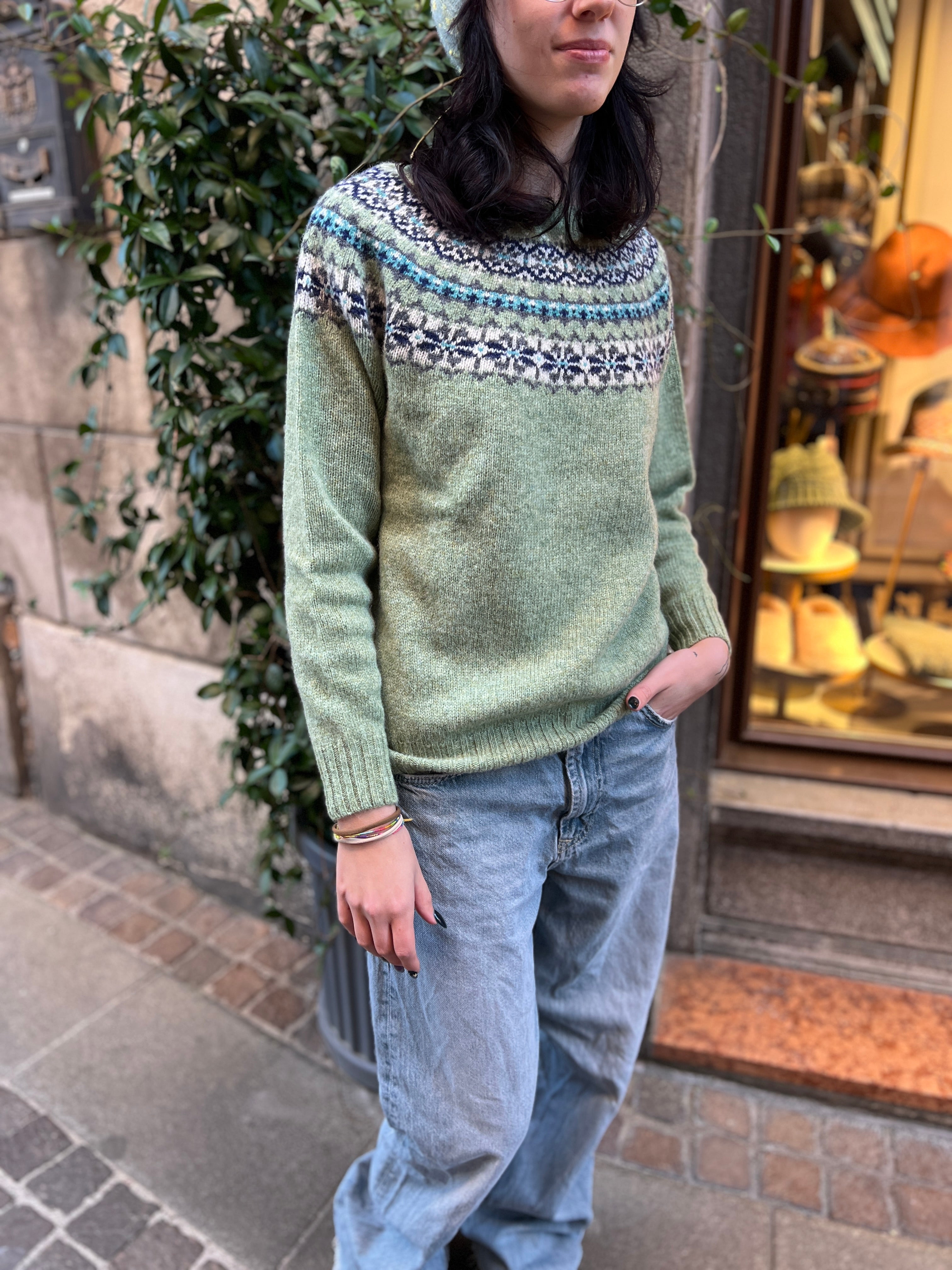 Maglione Donna In Maglia Di Lana Scozzese Fairisle Jumper - Cappelleria Bacca