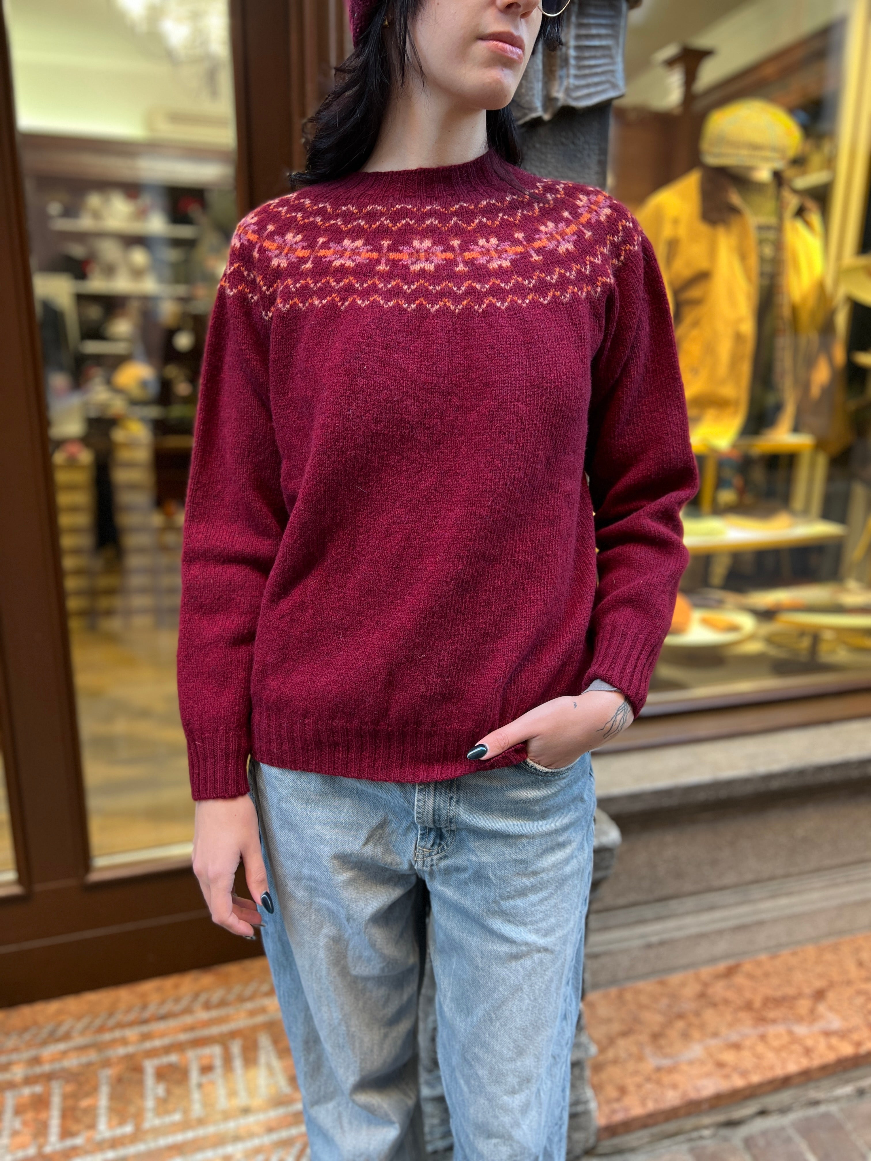 Maglione Donna In Maglia Di Lana Scozzese Fairisle Jumper - Cappelleria Bacca