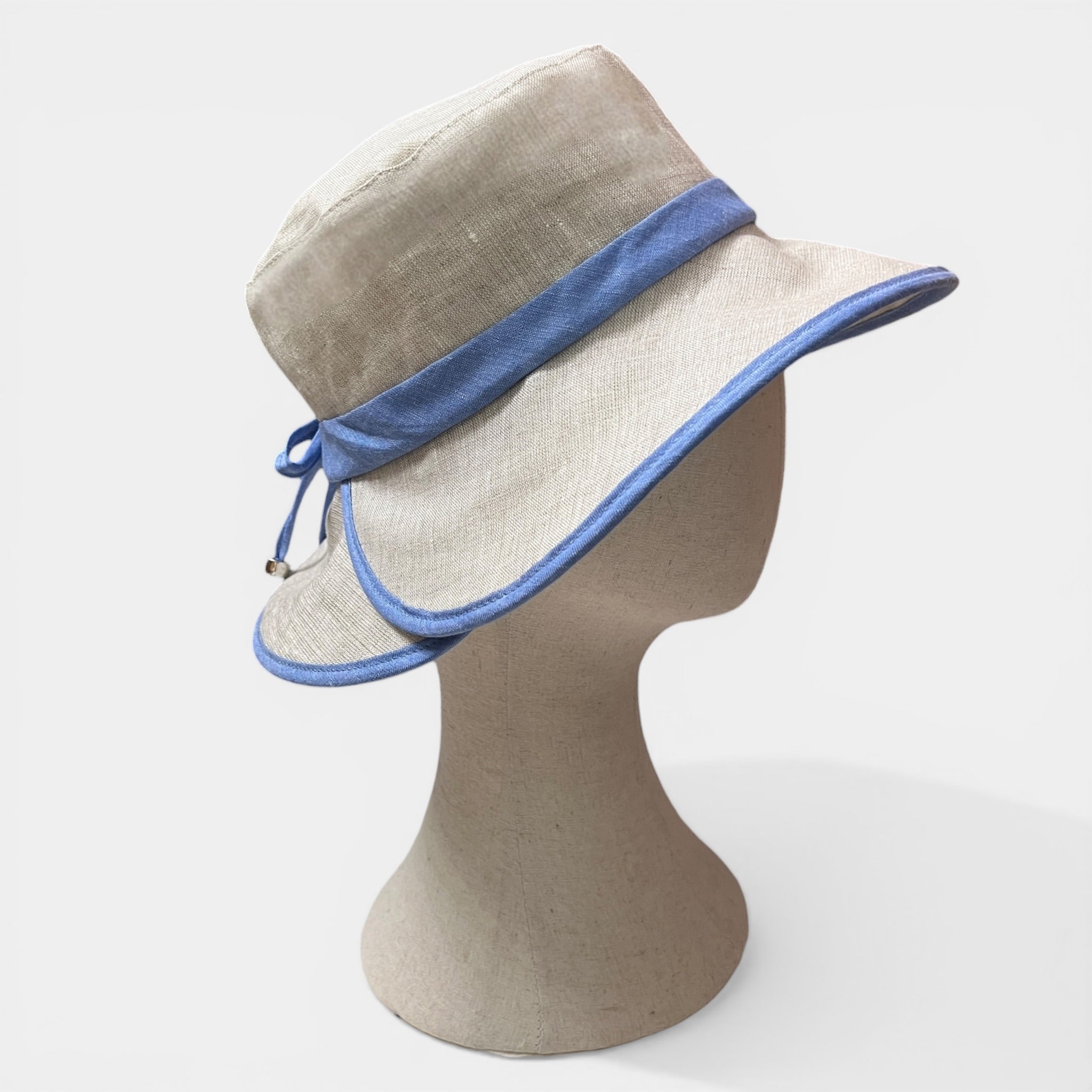 Cappello Estivo Da Donna In puro Lino Bordo Color - Cappelleria Bacca