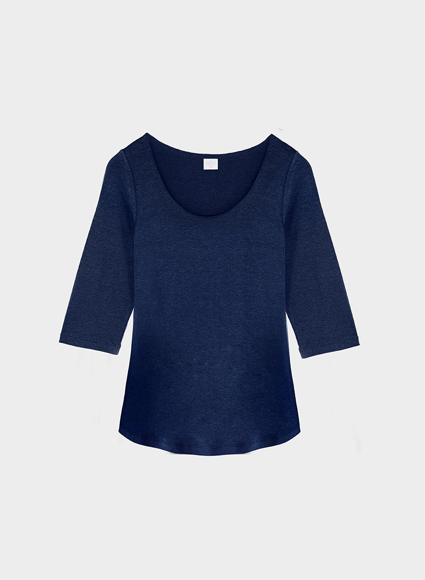 T-shirt Collo A Barchetta Maniche 3/4 Jersey Di Viscosa - Cappelleria Bacca