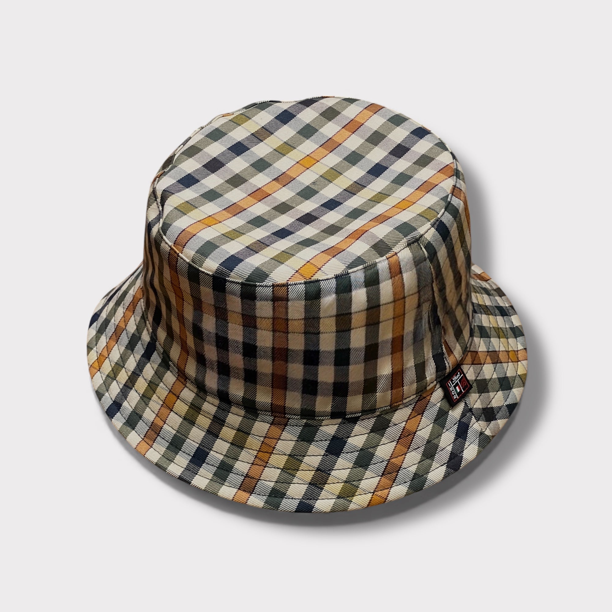Cappello Pescatore Reversibile Blu unito/Beige Check - Cappelleria Bacca