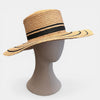 Cappello Canotier Da Donna in Raffia Intrecciata Bicolor Ala Larga - Cappelleria Bacca