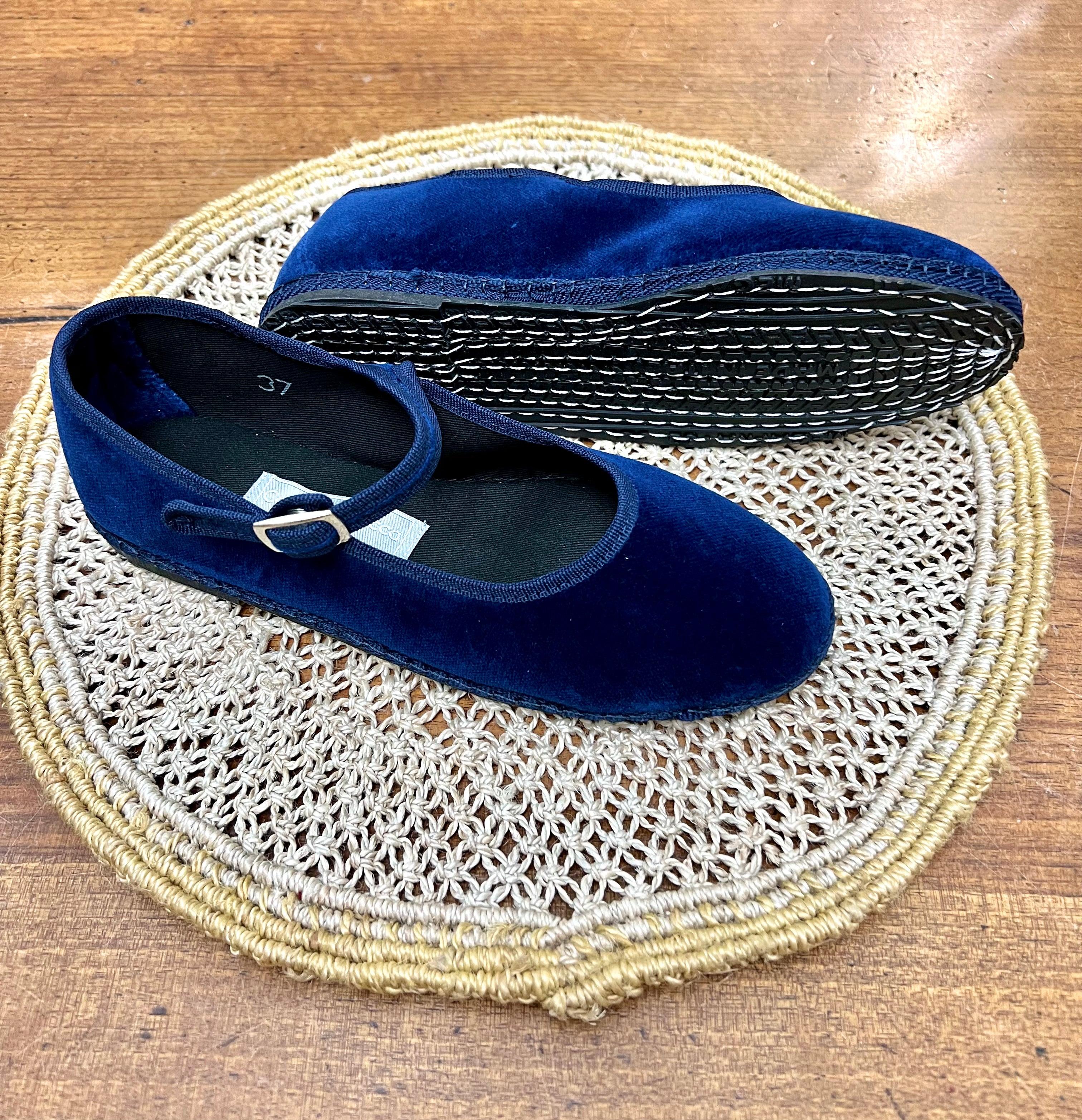 Friulane Originali Mary Jane In Velluto Blu – Donna Con Fibbia E Cinturino Regolabile - Cappelleria Bacca