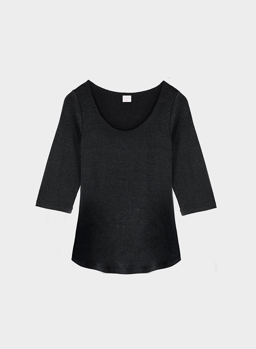 T-shirt Collo A Barchetta Maniche 3/4 Jersey Di Viscosa - Cappelleria Bacca