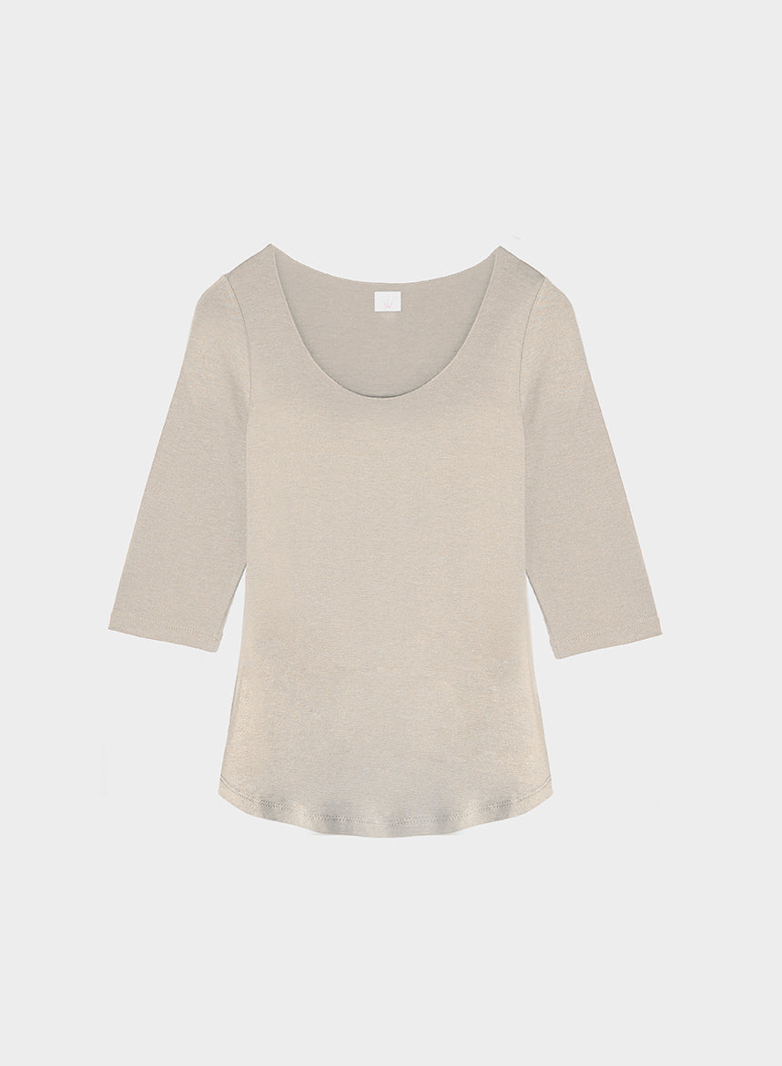 T-shirt Collo A Barchetta Maniche 3/4 Jersey Di Viscosa - Cappelleria Bacca