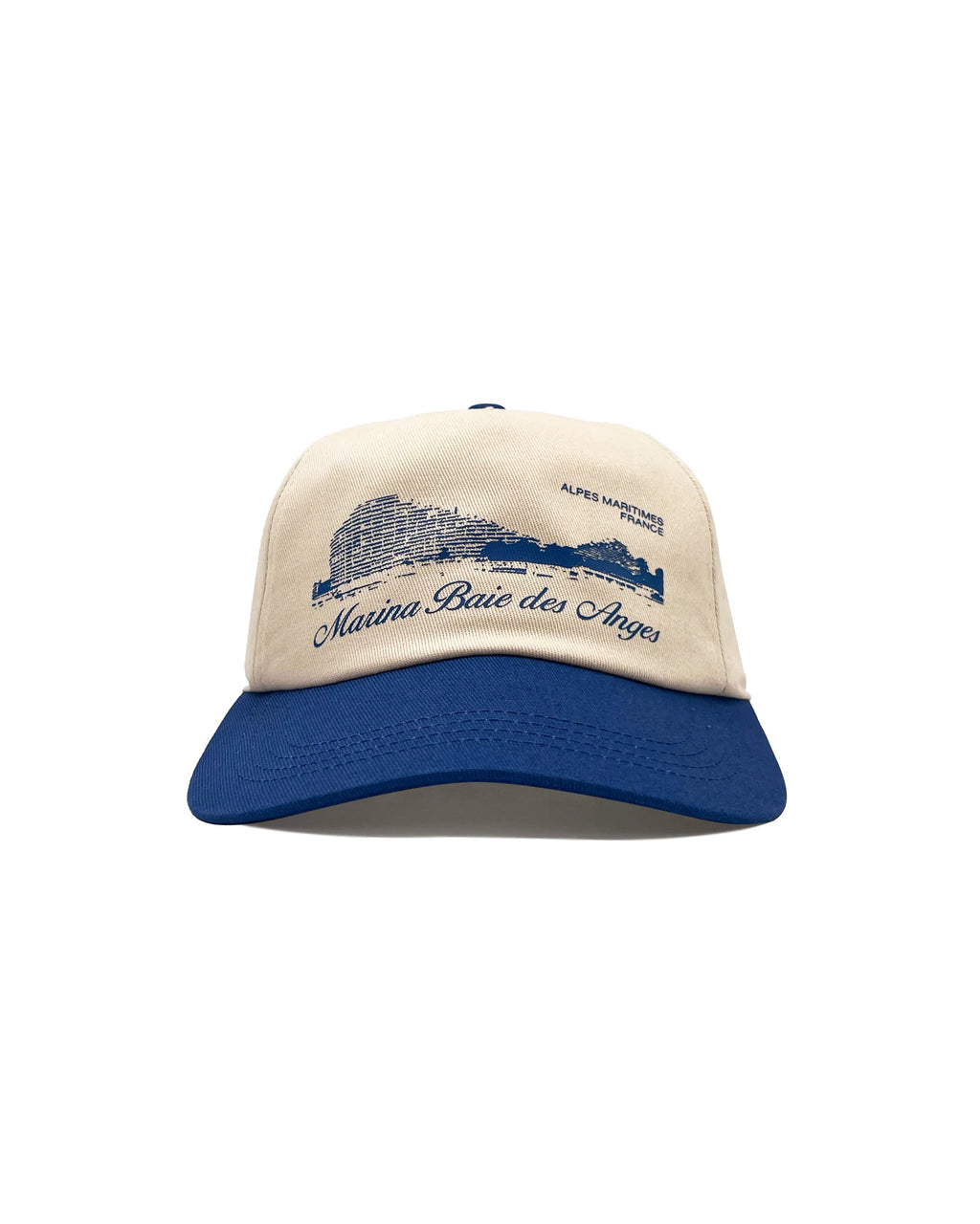 Cappellino Baseball In Cotone Bianco e Blu Con Stampa "Marina Baia Des Anges" - Visit
