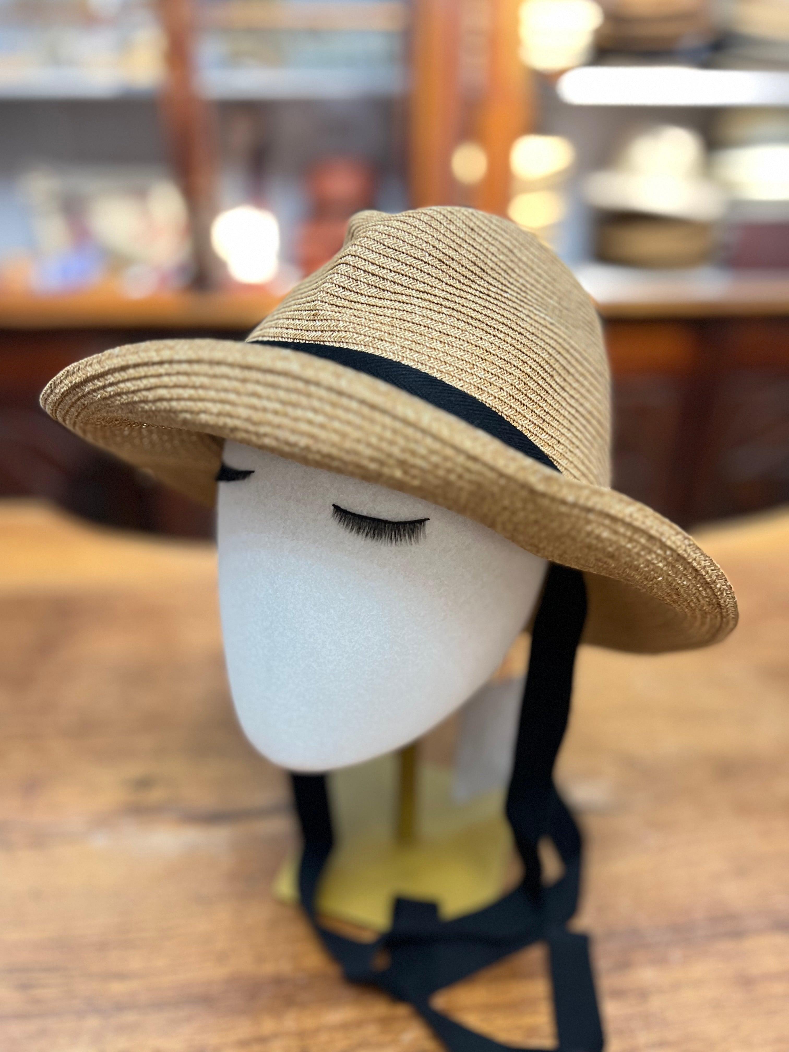 Cappello Donna Mature Ha In Paglia Pieghevole Nastro Nero - Cappelleria Bacca