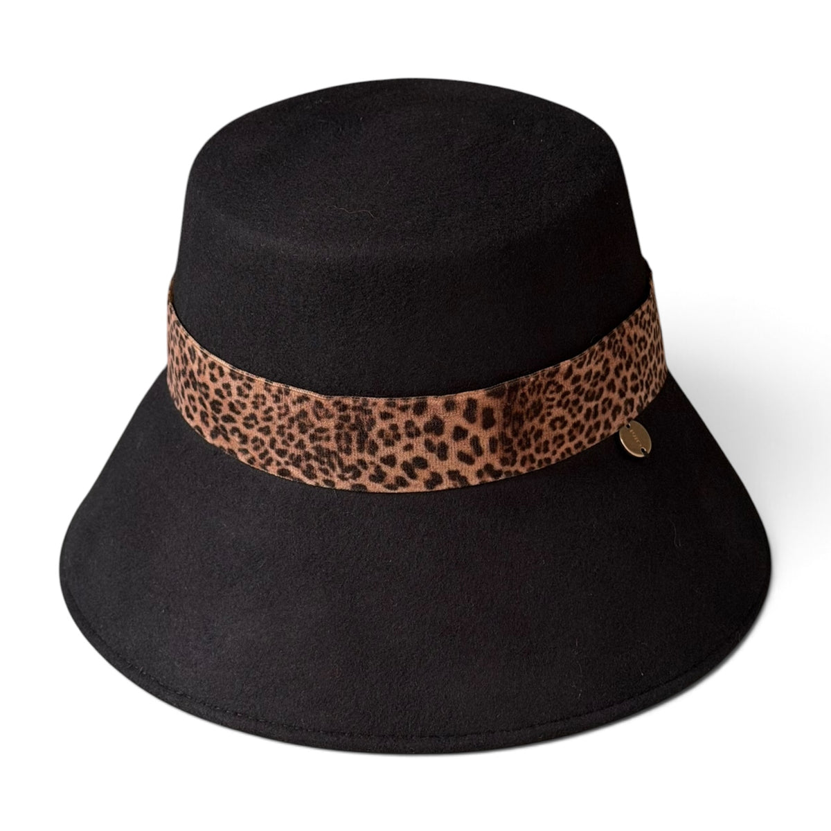 Cappello Donna In Feltro Di Lana Merino Idrorepellente Con Nastro In Velluto Stampa Animalier - Ala 9 cm