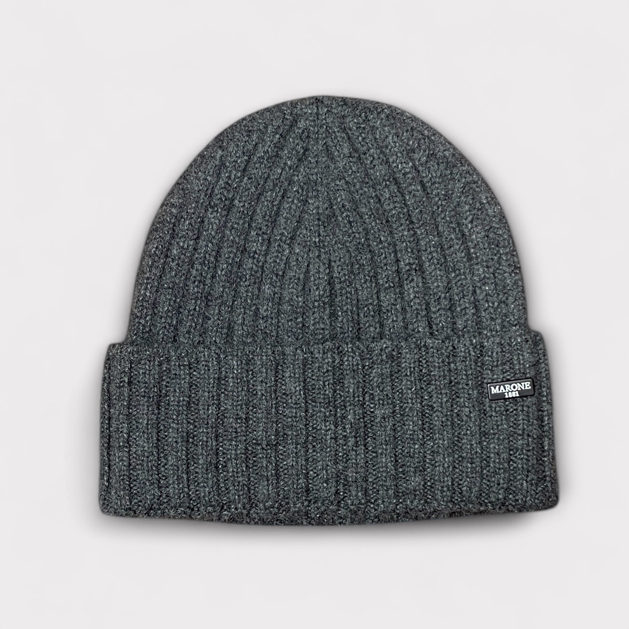 Berretto Unisex Con Risvolto In Puro Cashmere A Coste