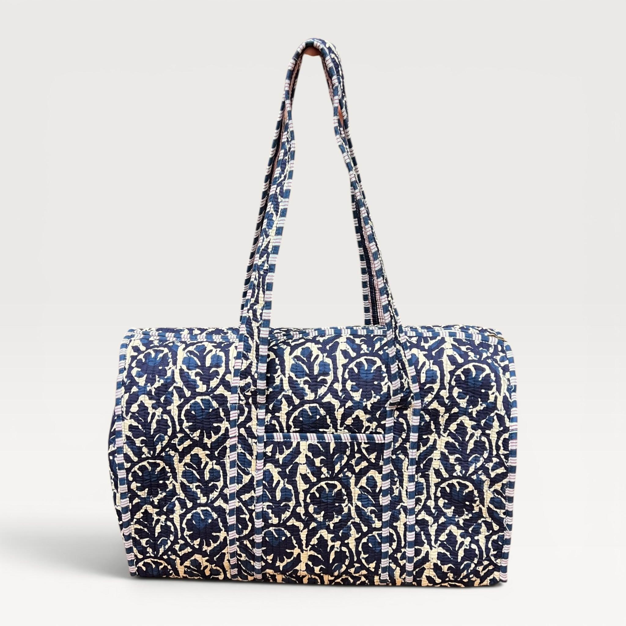 Borsa Ampia Bowling Bag In Tessuto di Cotone Trapuntato