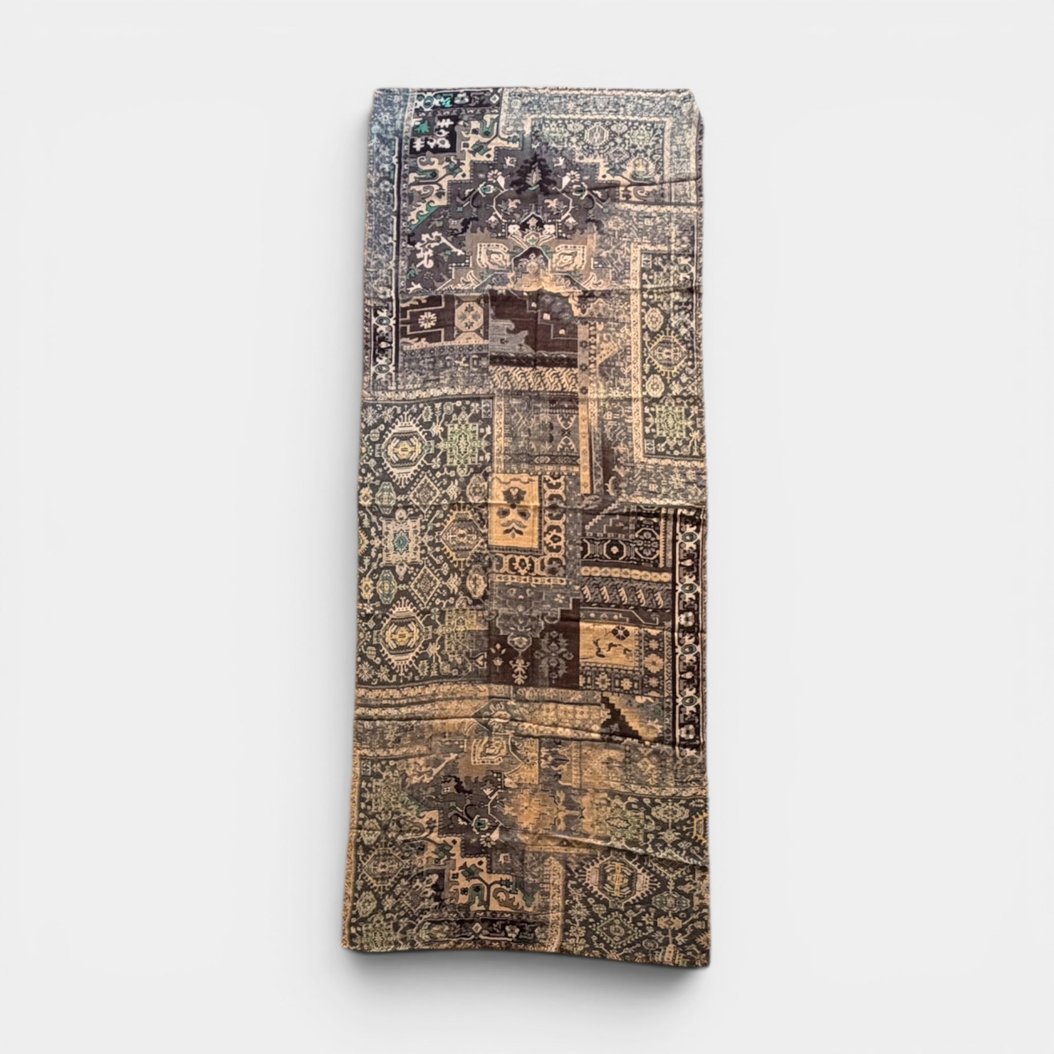 Sciarpa Stola In Tessuto Sottile Di Pura Lana Merinos  70x180 cm - Motivo Mosaico Grigio