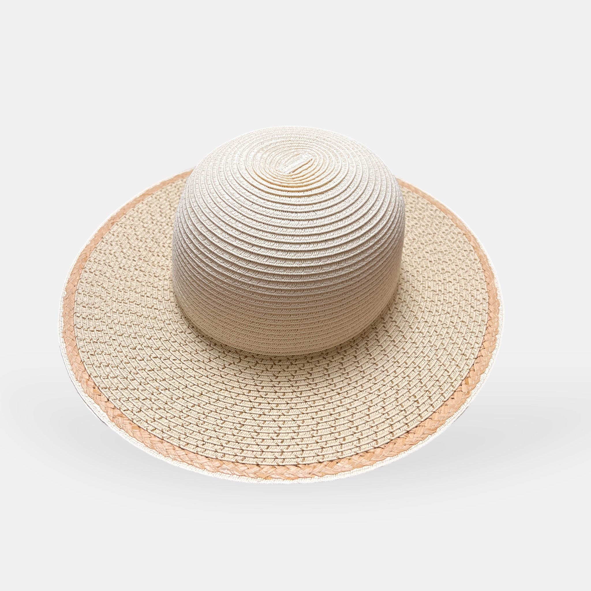 Cappello Estivo Ala Larga In Papier Intrecciato Bicolor - Cappelleria Bacca