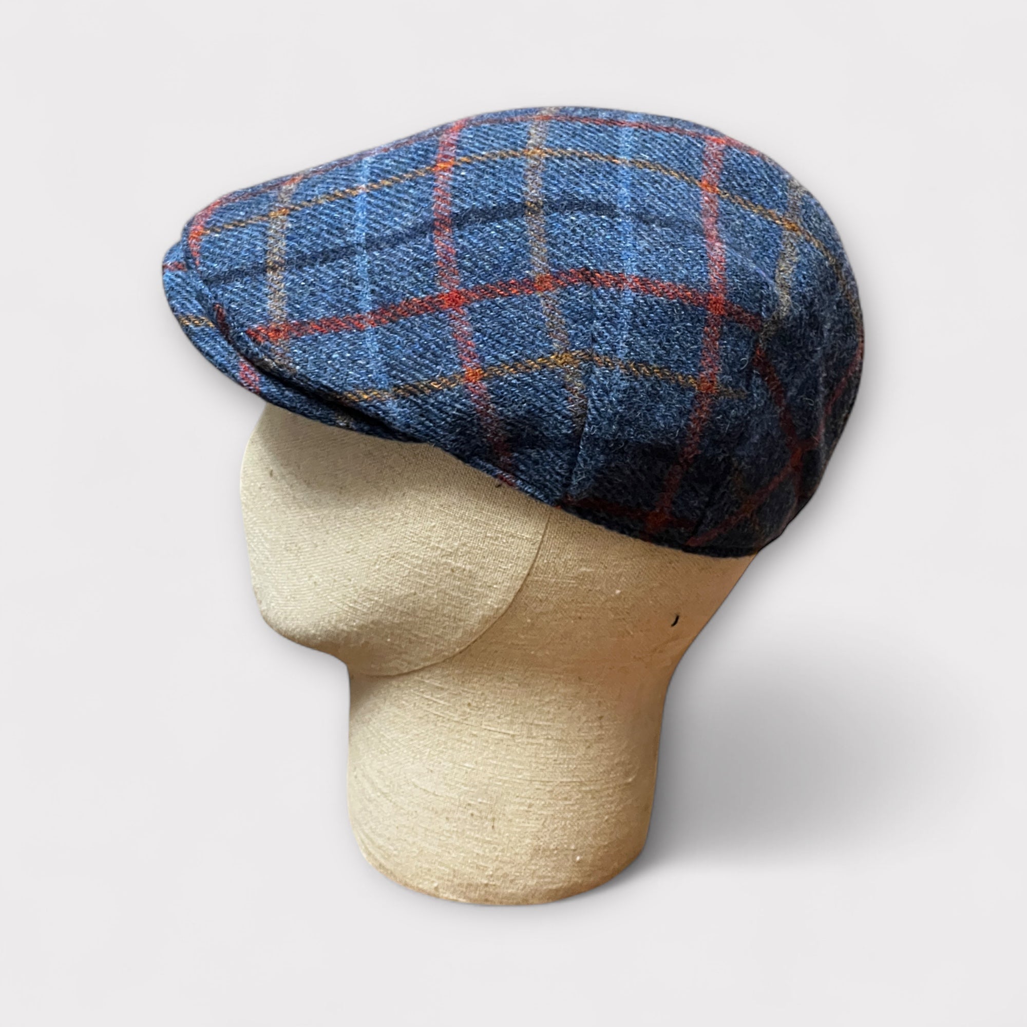 Coppola Invernale In Pura Lana Blu Tartan - Cappelleria Bacca