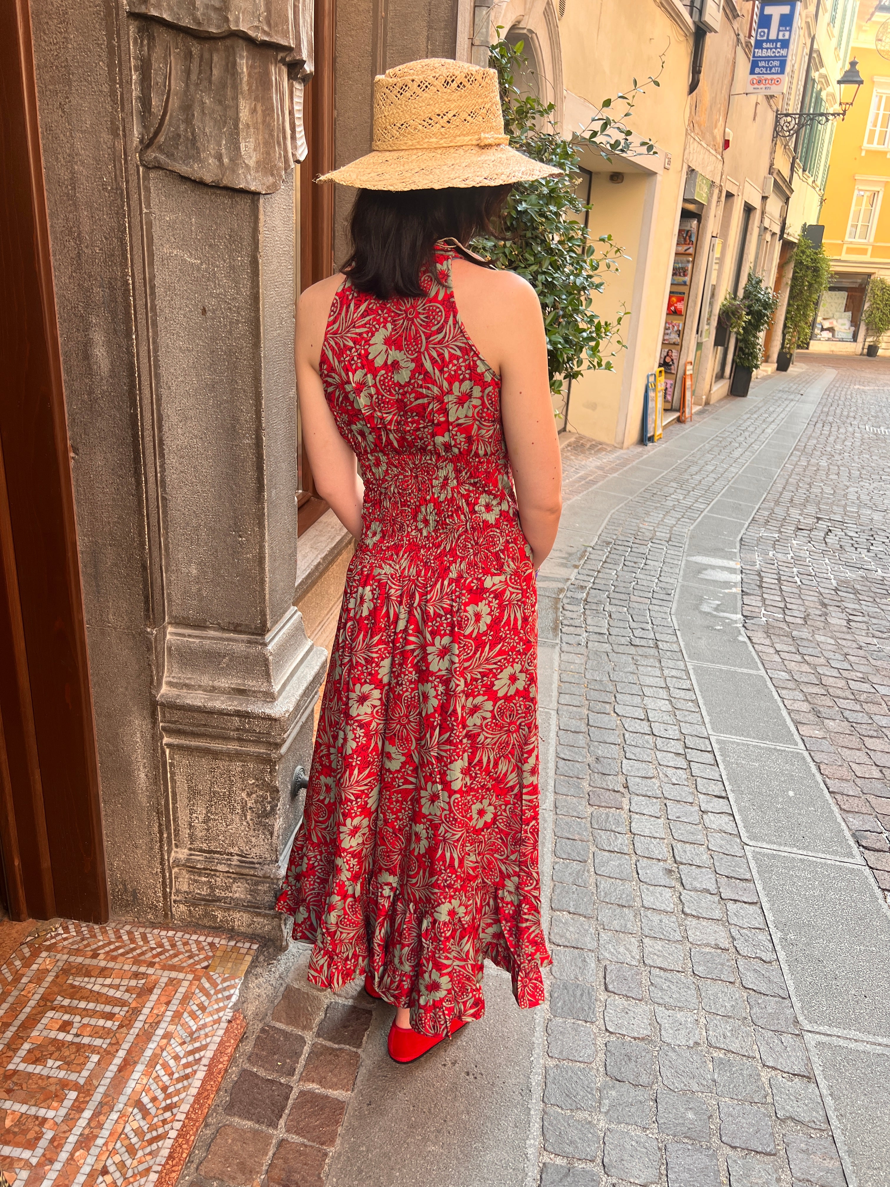 Abito In Seta Mix Smanicato Rosso