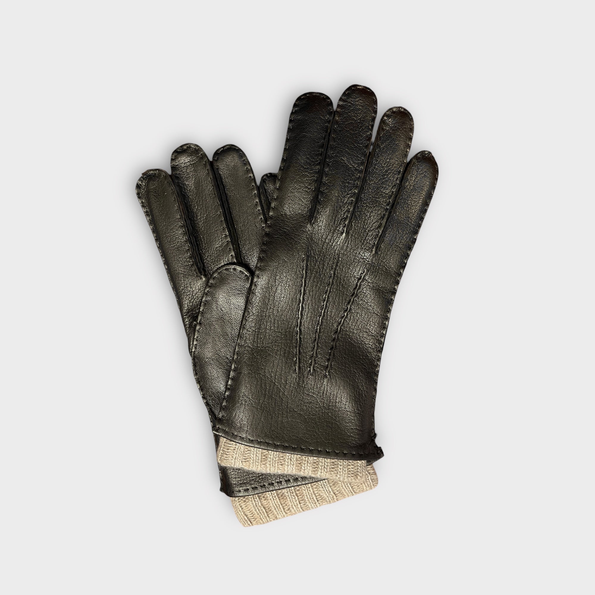 Guanti Uomo In Pelle Di Cervo Fodera Cashmere Cuciti A Mano