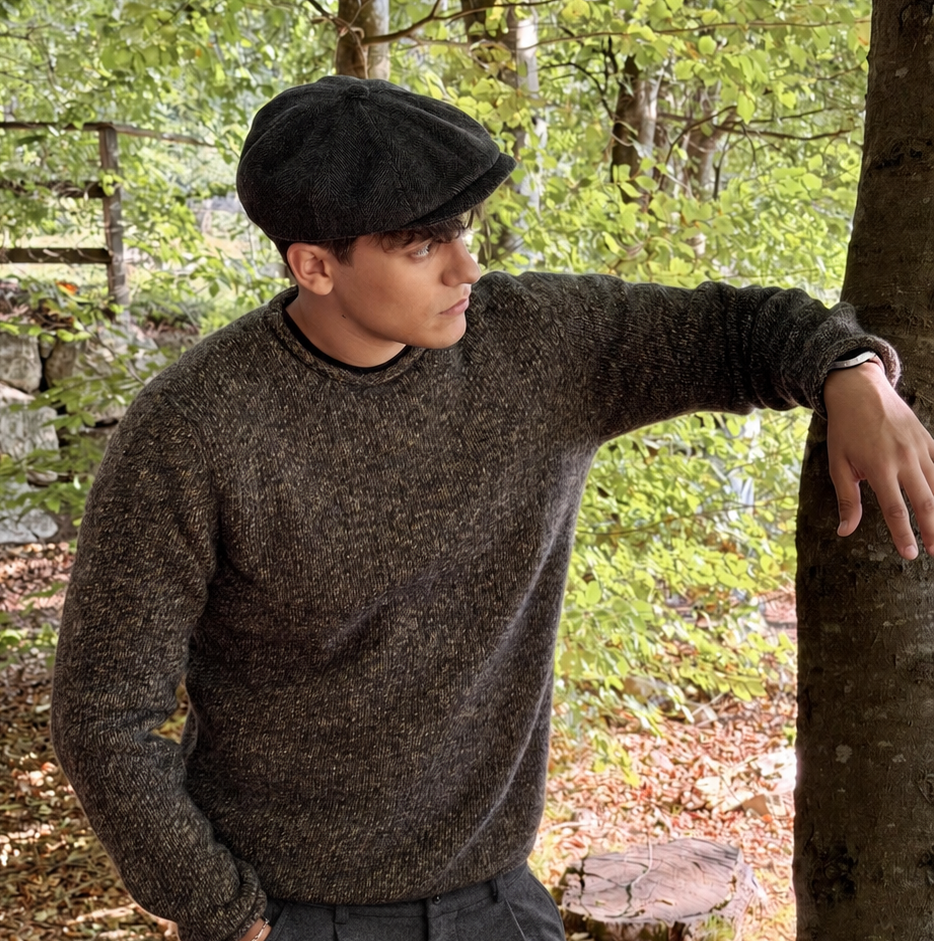 Maglione Uomo Girocollo In Lana e Alpaca - Donegal Melange