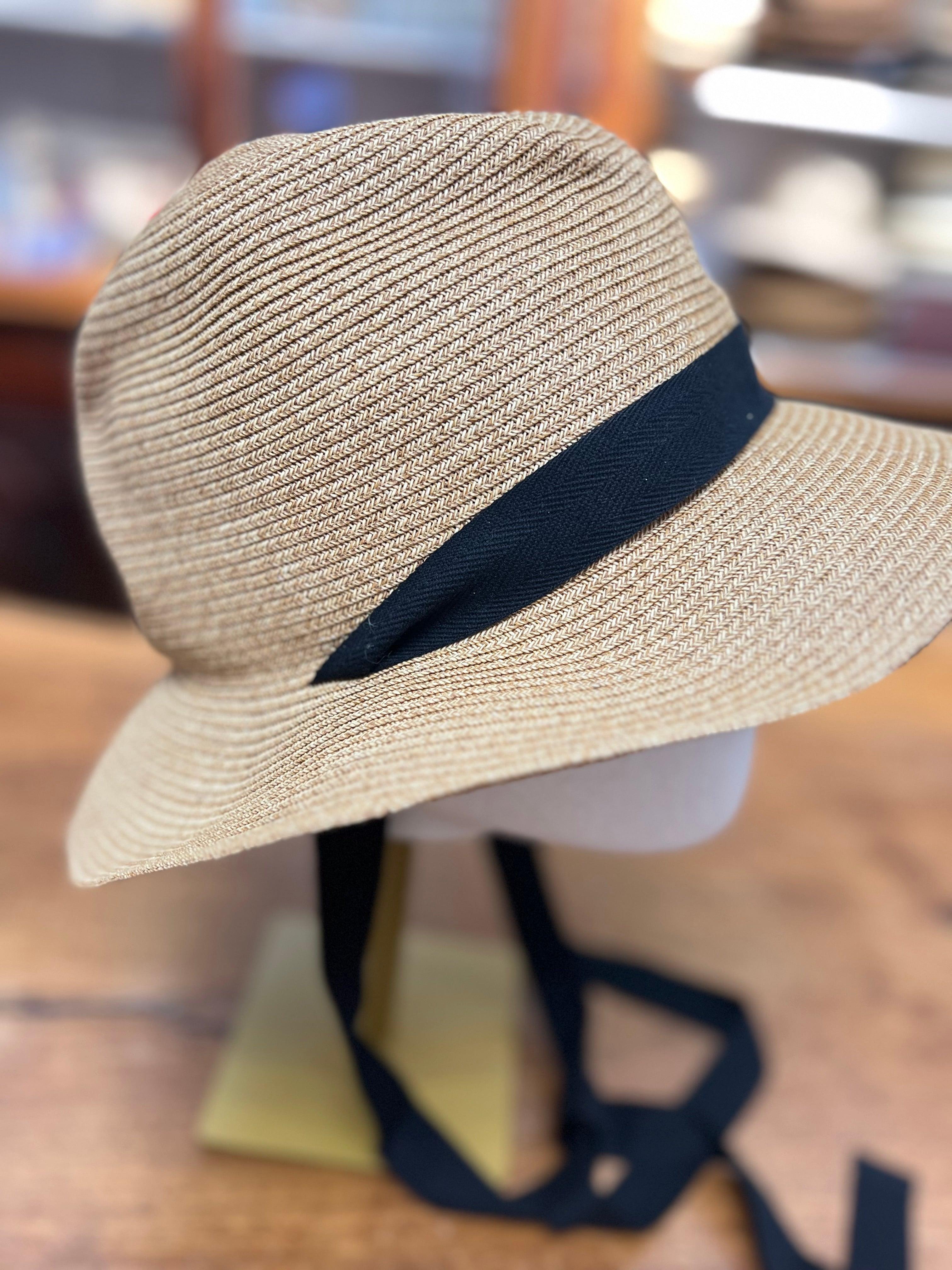 Cappello Donna Mature Ha In Paglia Pieghevole Nastro Nero - Cappelleria Bacca