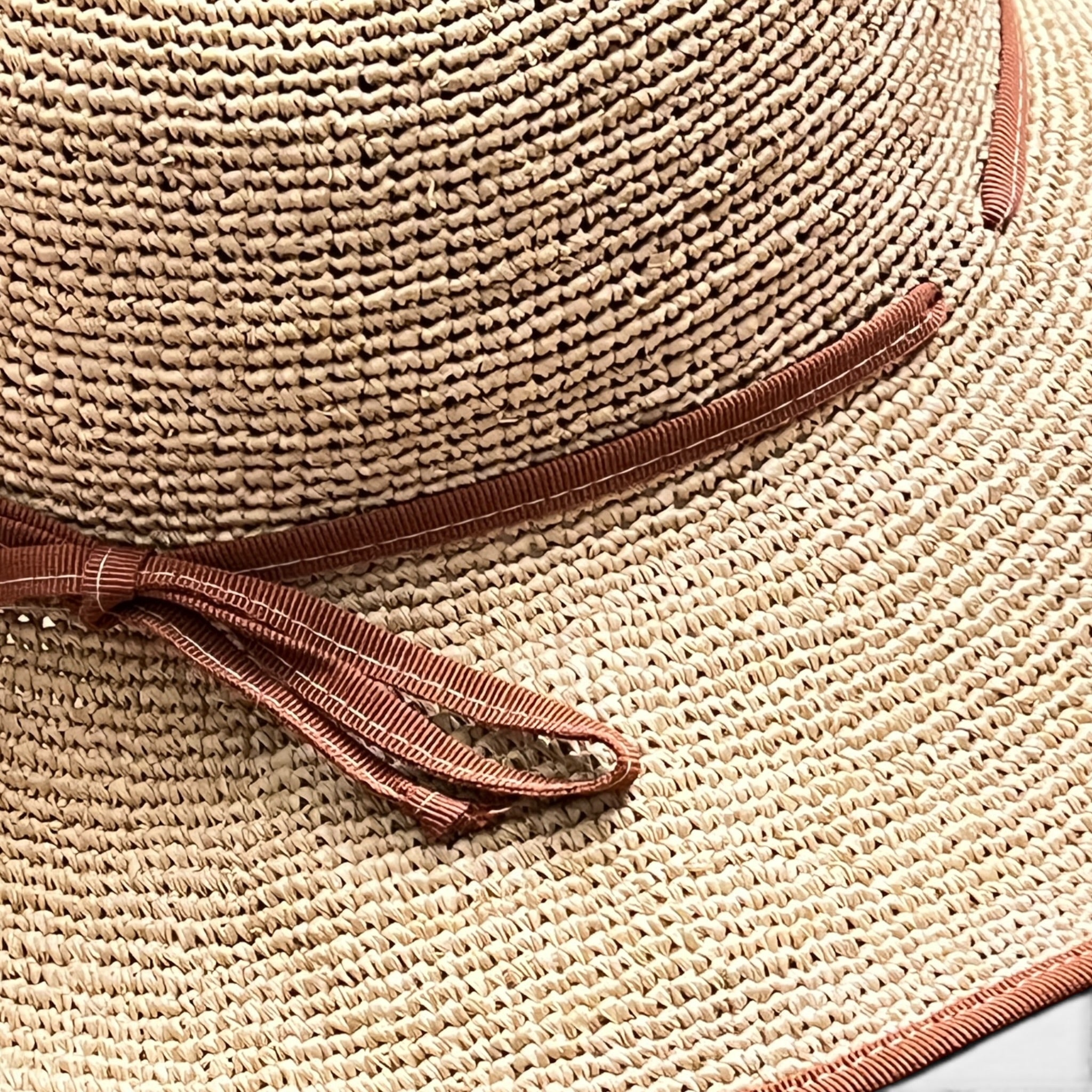 Cappello Estivo Da Donna In Paglia Crochet Pieghevole Bordo Color - Cappelleria Bacca