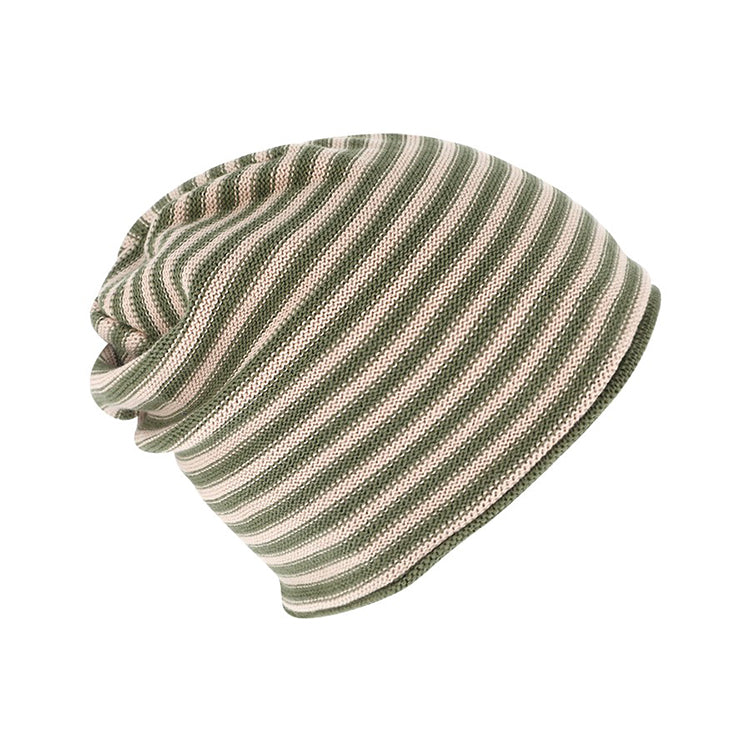 Berretto Beanie Cascante in Cotone Organico a Righe Unisex - Cappelleria Bacca