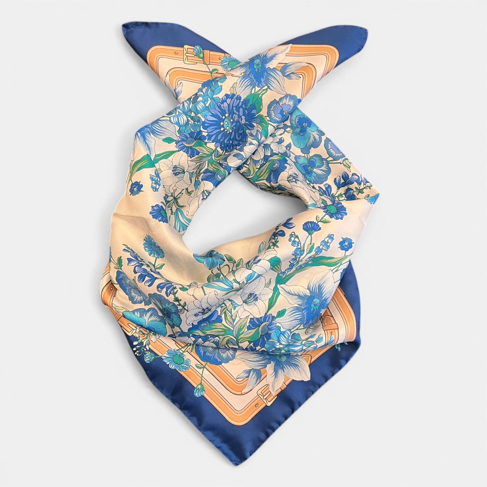 Foulard in Twill di Pura Seta Motivo Floreale 70x70 cm - Cappelleria Bacca